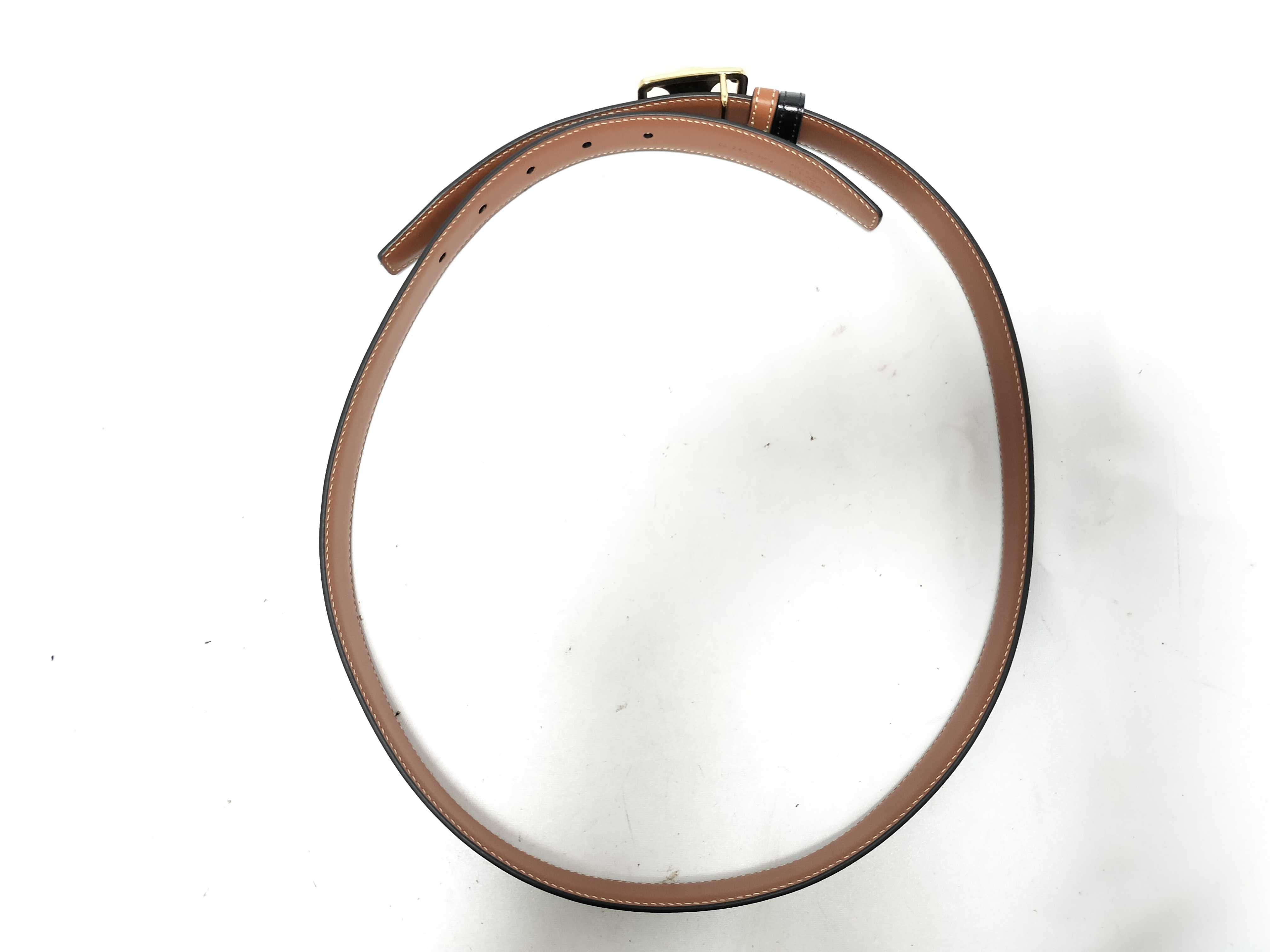 Triomphe Belt, Black/Brown, Gold Hardware — view 4