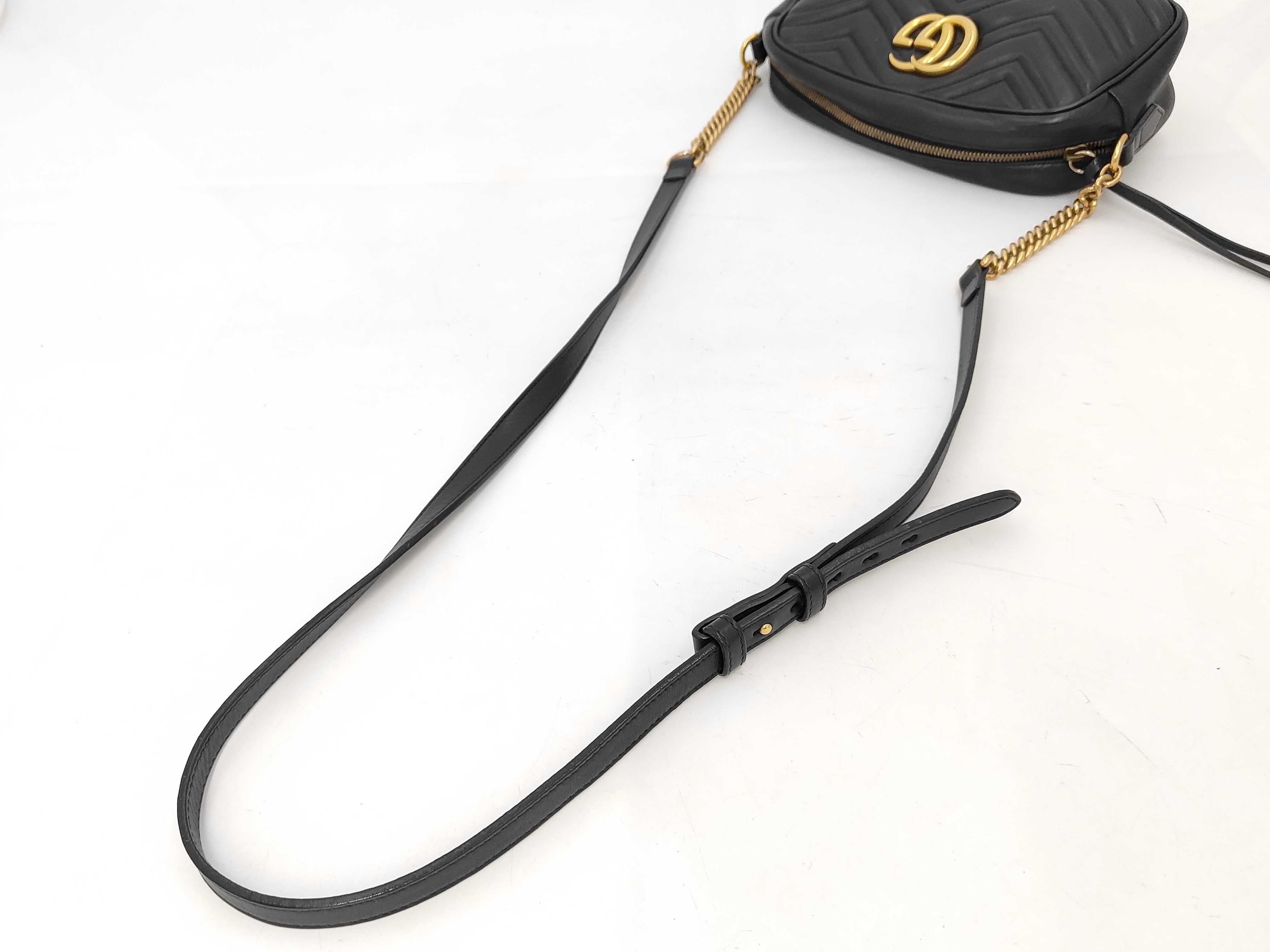 Marmont Leather Shoulder Bag, Black — view 3