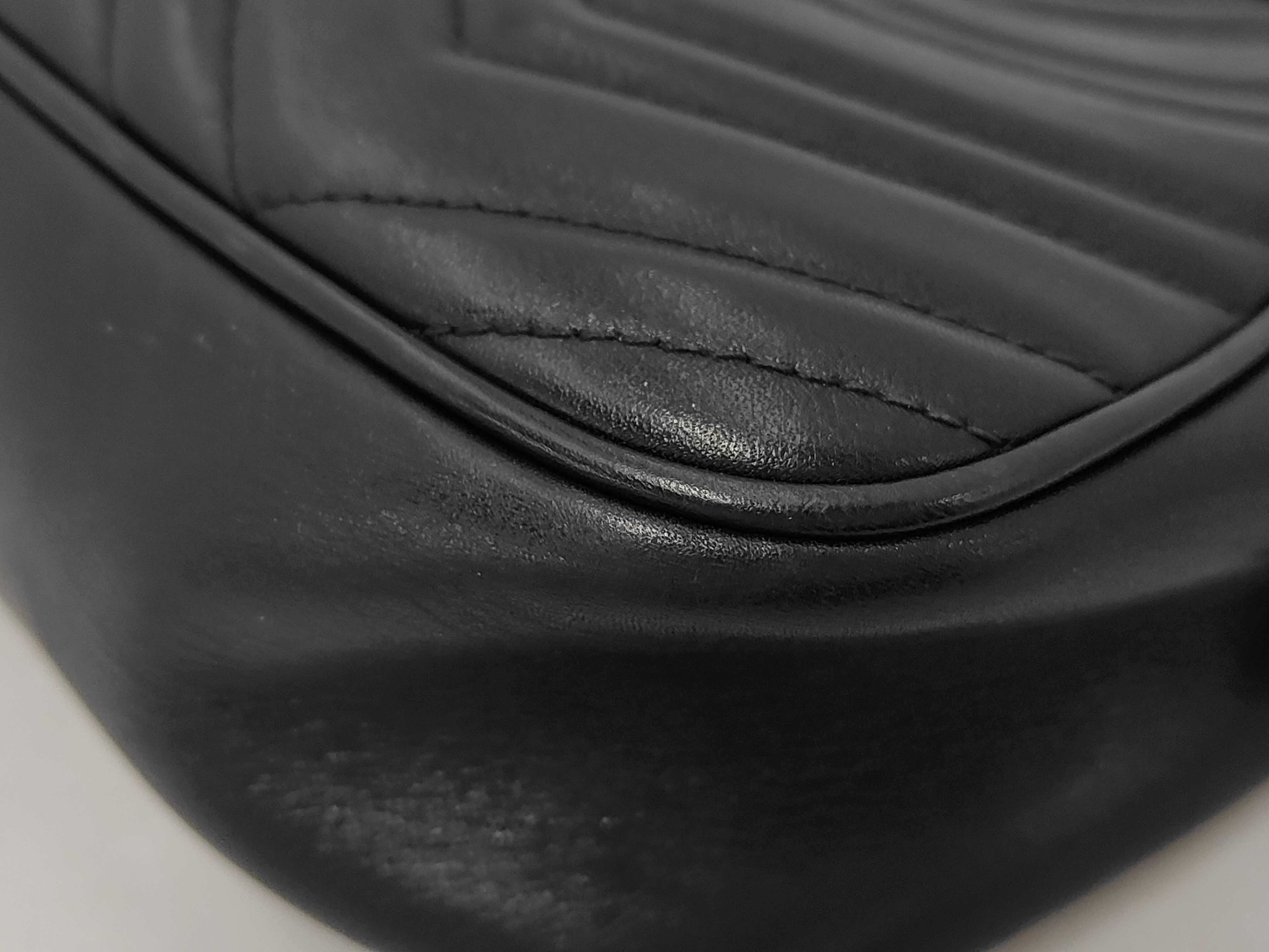 Marmont Leather Shoulder Bag, Black — view 8