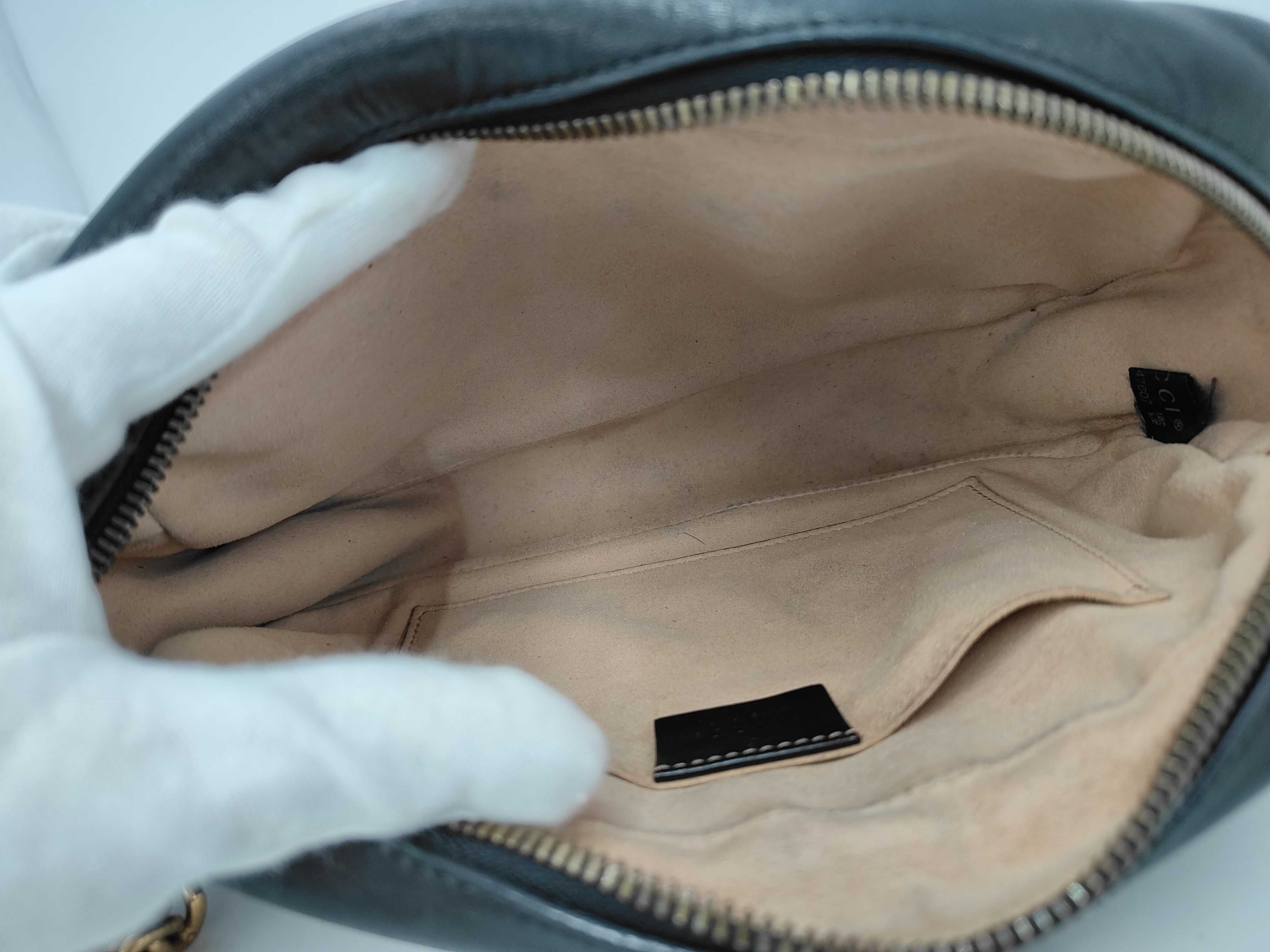Marmont Leather Shoulder Bag, Black — view 9