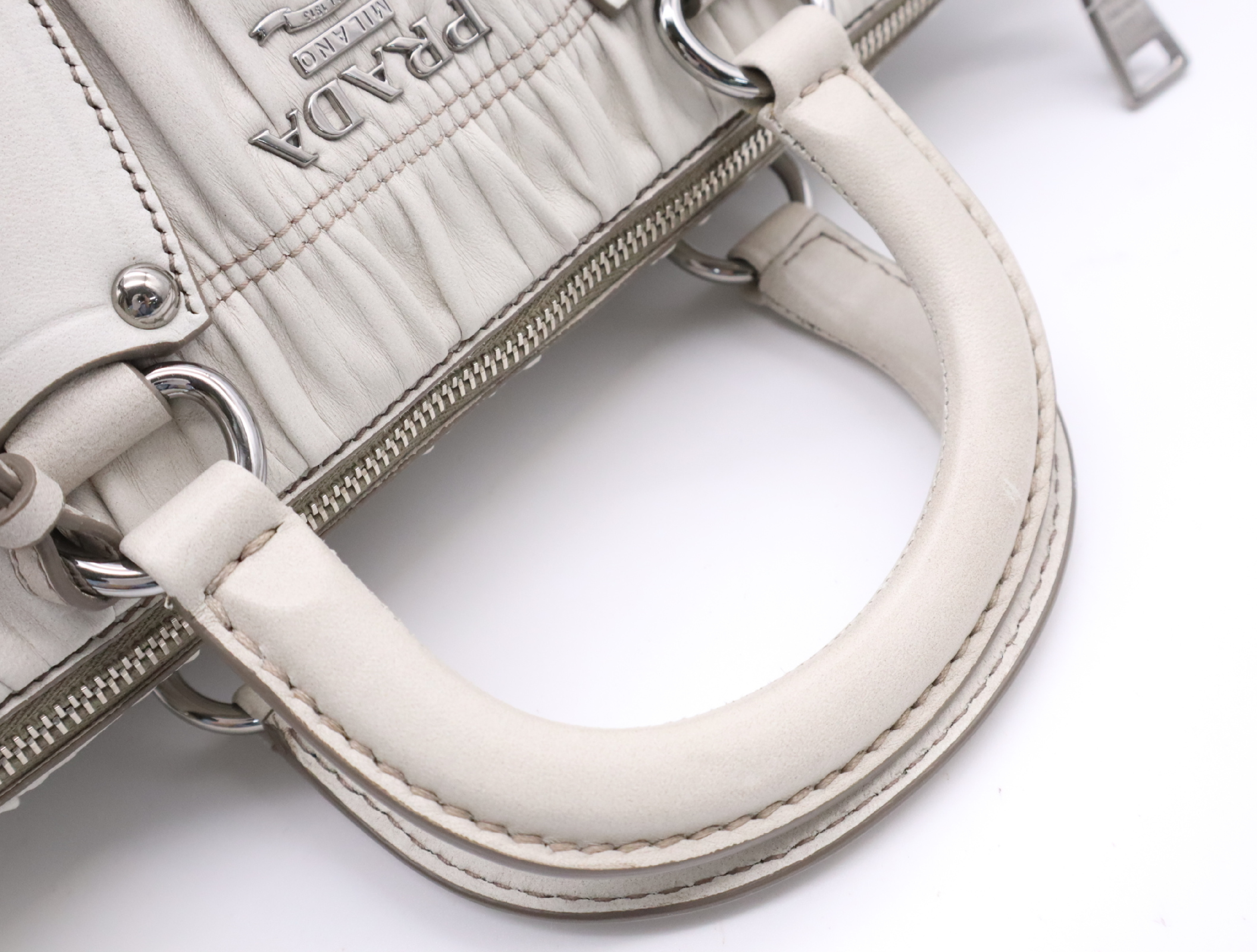 BN1936 Leather 2-Way Handbag with Shoulder Strap, Dust Bag, Charm, and Guarantee Card - Gray Handbag — view 11