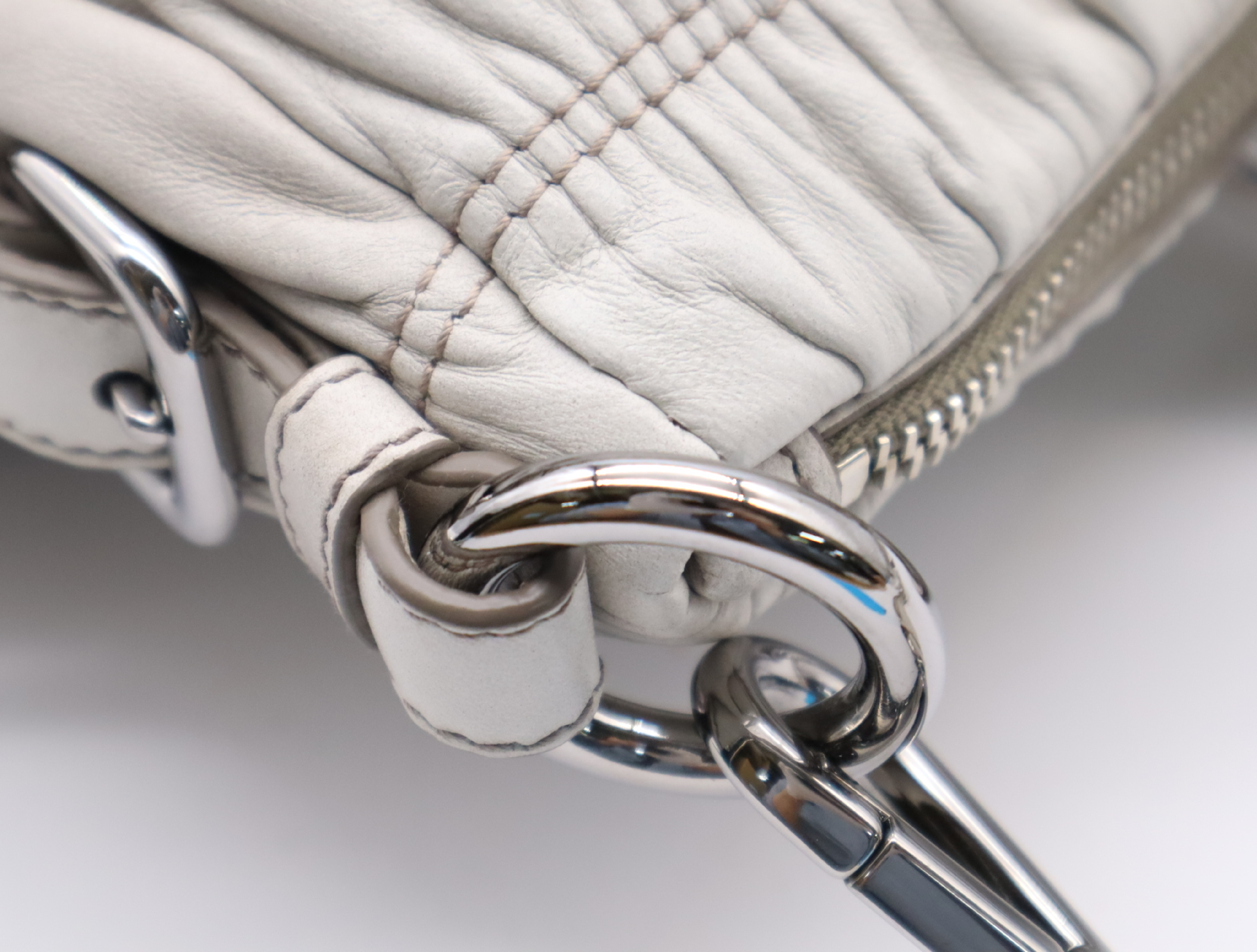 BN1936 Leather 2-Way Handbag with Shoulder Strap, Dust Bag, Charm, and Guarantee Card - Gray Handbag — view 8