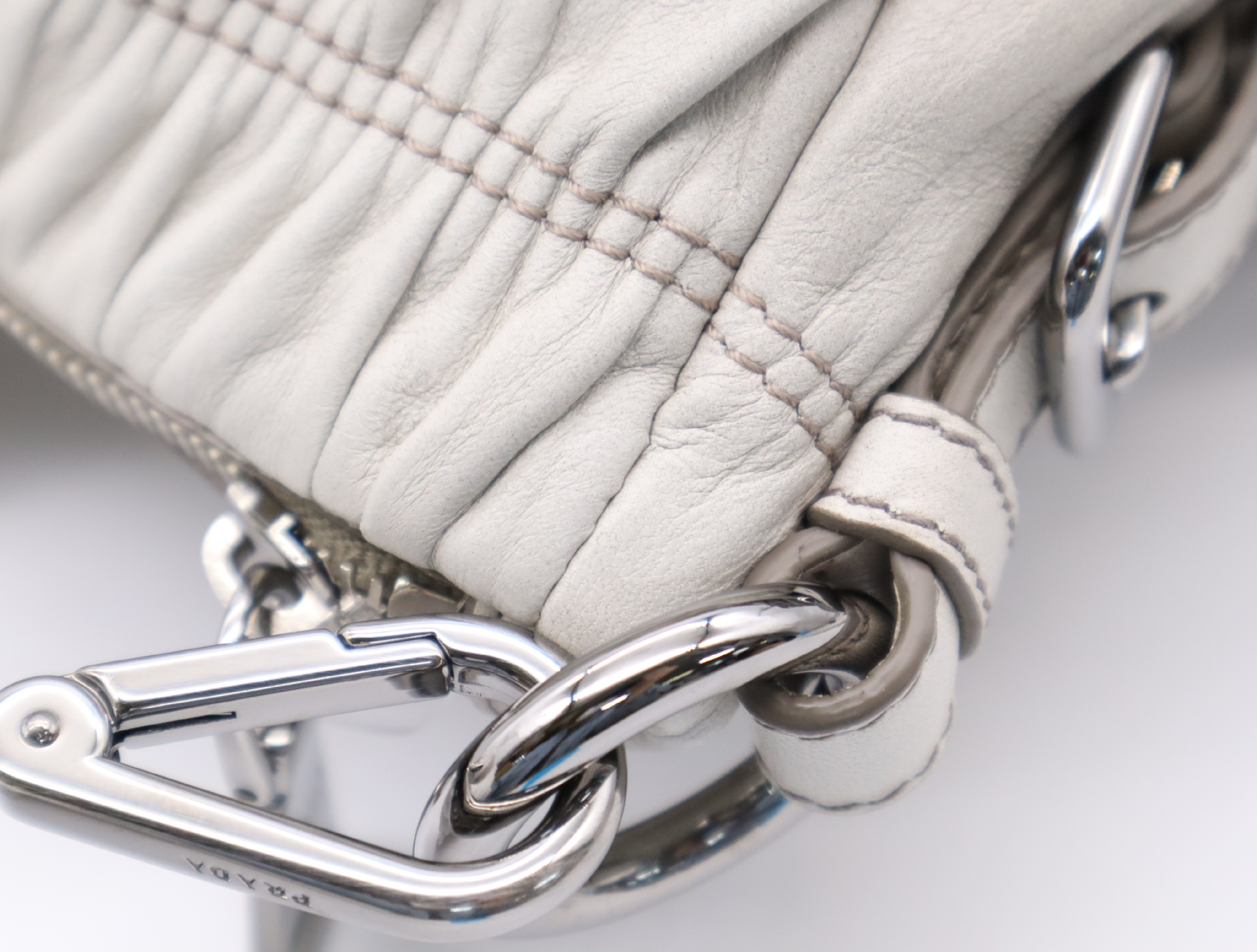 BN1936 Leather 2-Way Handbag with Shoulder Strap, Dust Bag, Charm, and Guarantee Card - Gray Handbag — view 9
