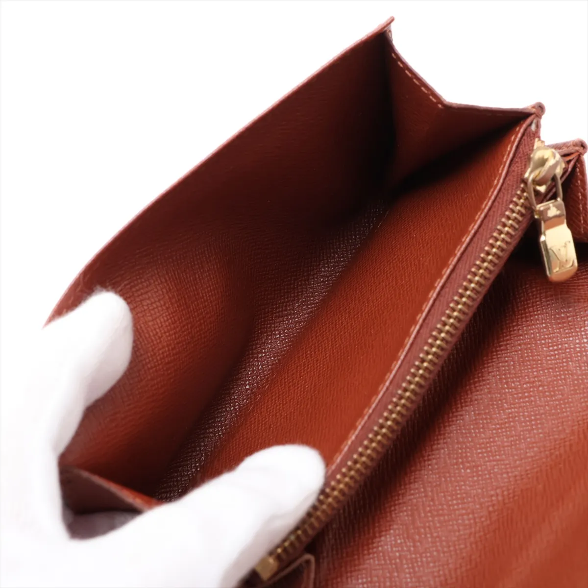 Monogram Portemonnaie Zip M61735 CA0020 Brown Compact Wallet — view 4