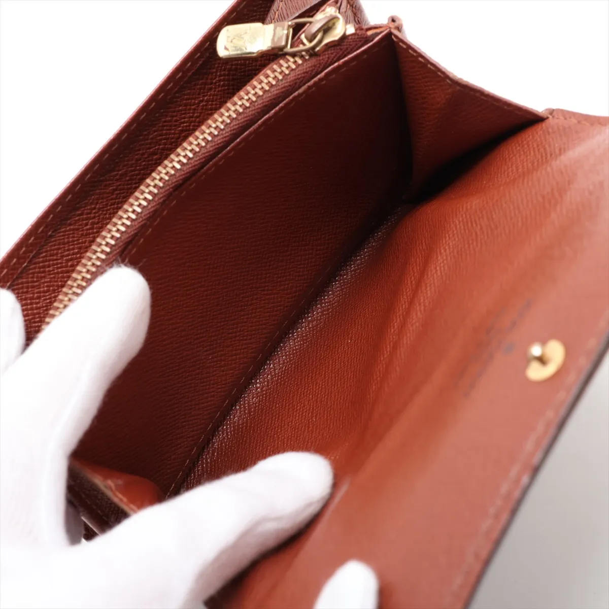 Monogram Portemonnaie Zip M61735 CA0020 Brown Compact Wallet — view 5