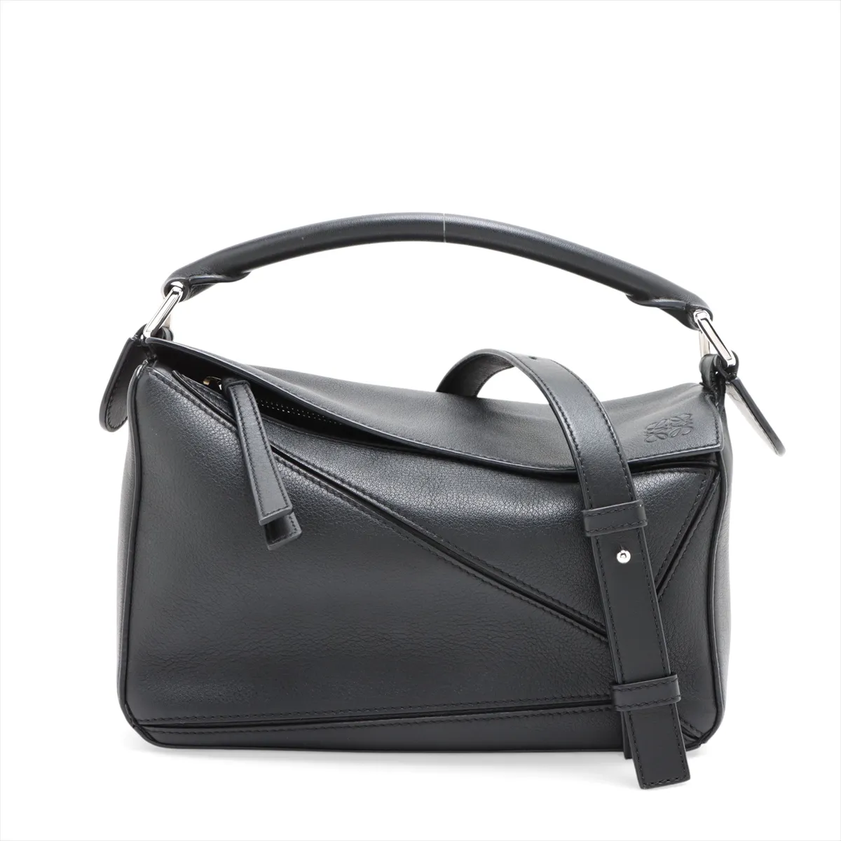 Puzzle Bag Small Leather 2-Way Handbag Black