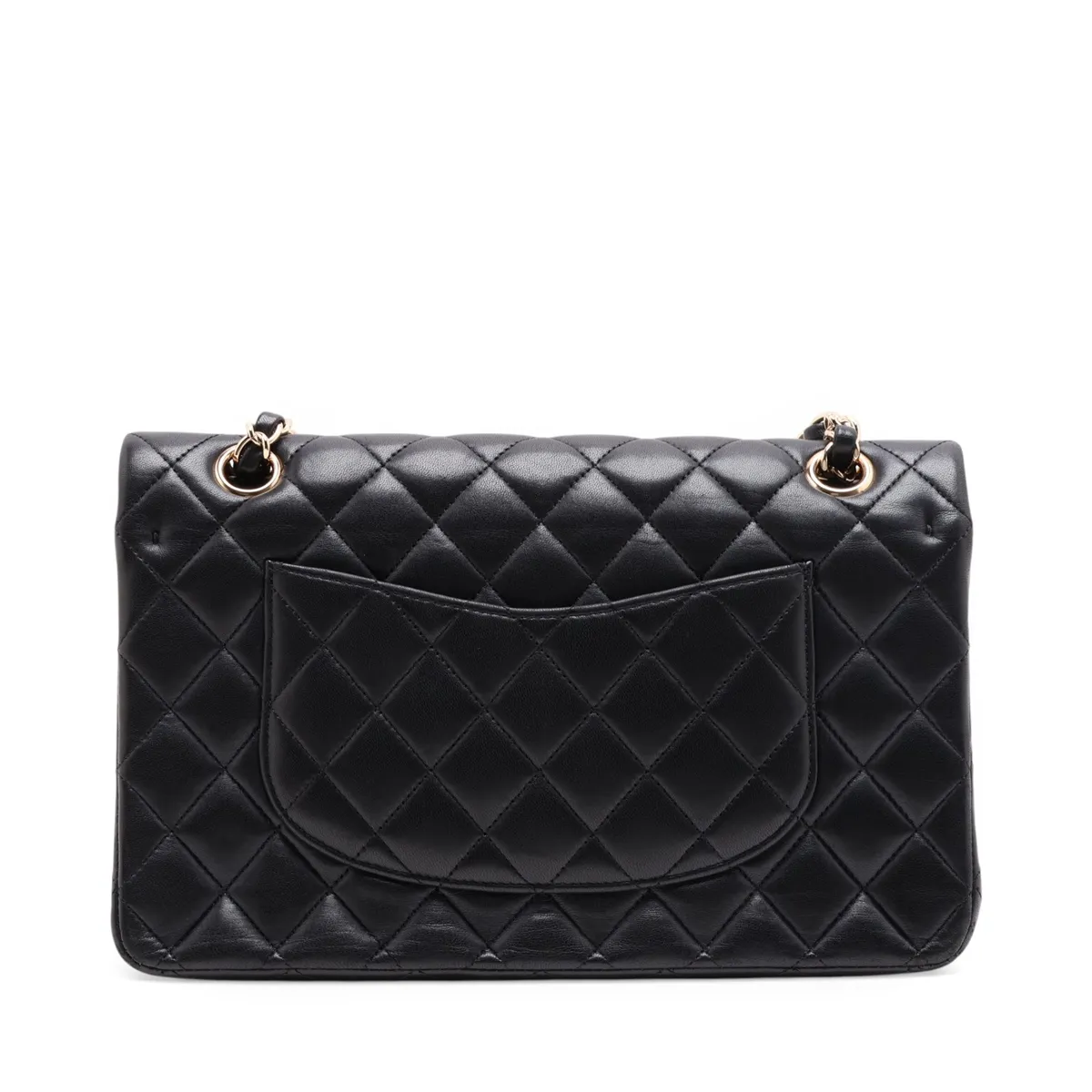 Matelassé 25 Lambskin Double Flap Double Chain Bag, Black with Gold Hardware, 18847108, Serial Number 18-series, A01112 — view 2
