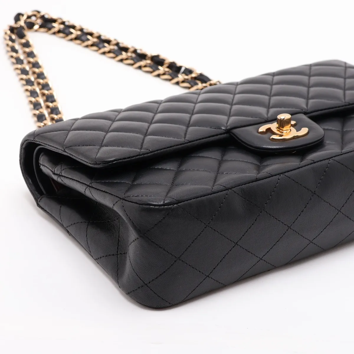 Matelassé 25 Lambskin Double Flap Double Chain Bag, Black with Gold Hardware, 18847108, Serial Number 18-series, A01112 — view 4