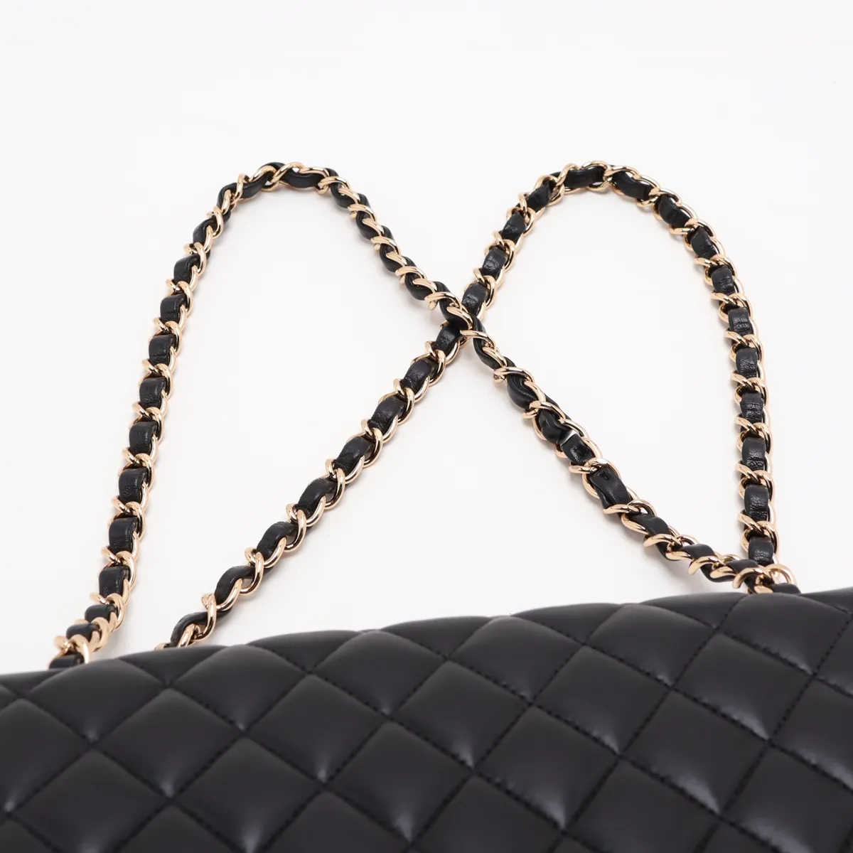 Matelassé 25 Lambskin Double Flap Double Chain Bag, Black with Gold Hardware, 18847108, Serial Number 18-series, A01112 — view 6