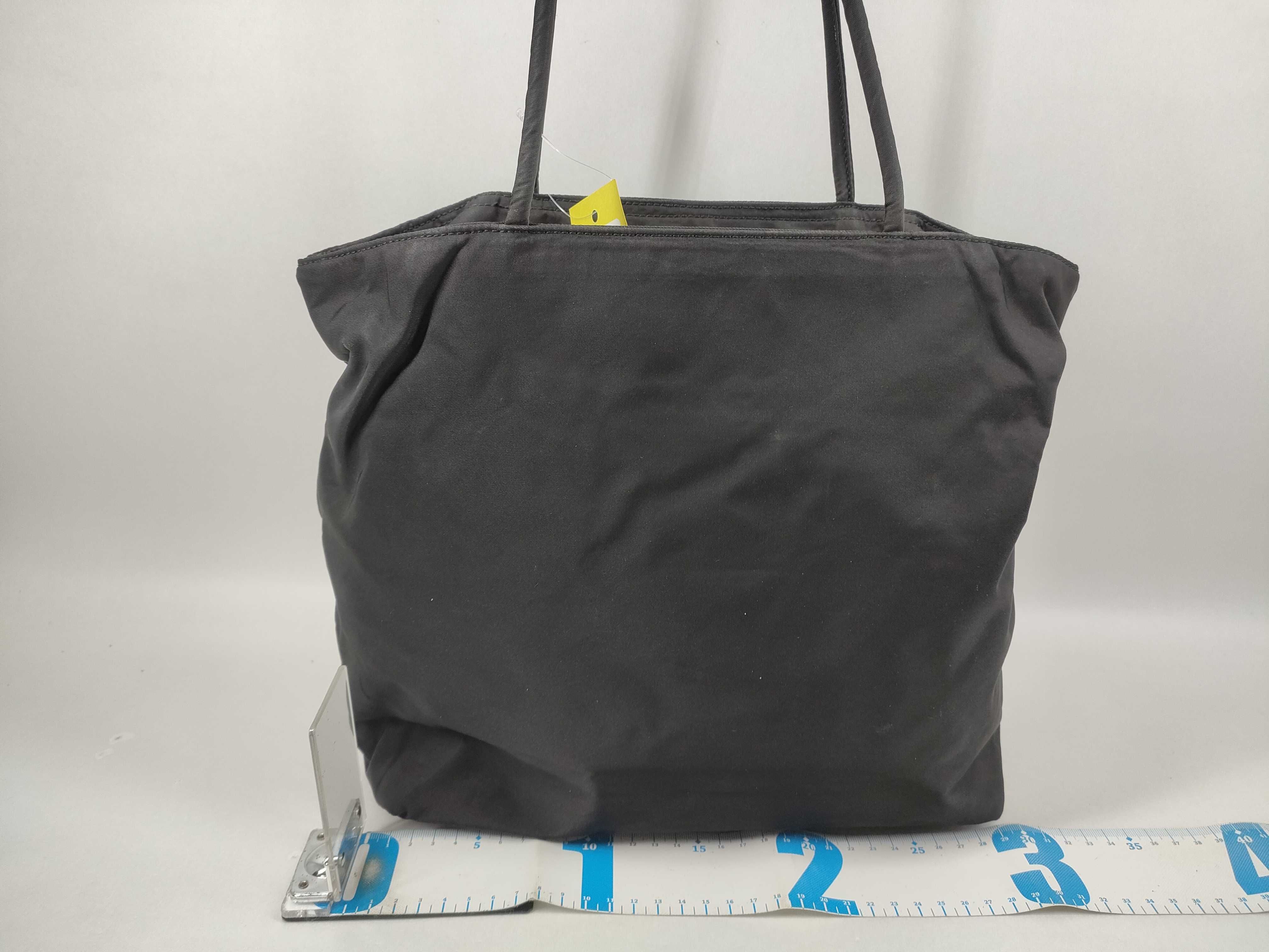 Nylon Triangle Logo Tote Bag, Black Tote Bag — view 2