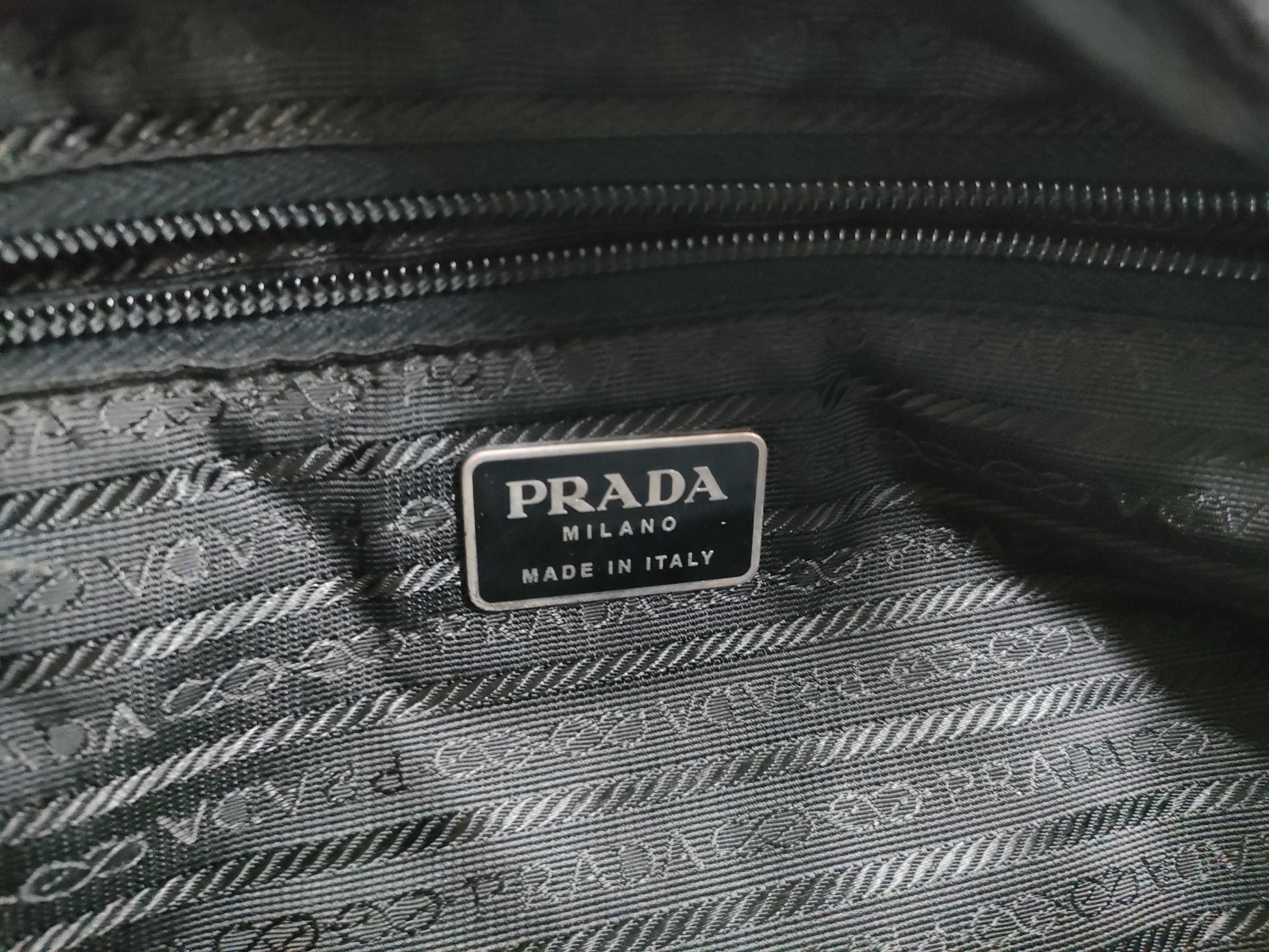 Nylon Triangle Logo Tote Bag, Black Tote Bag — view 12