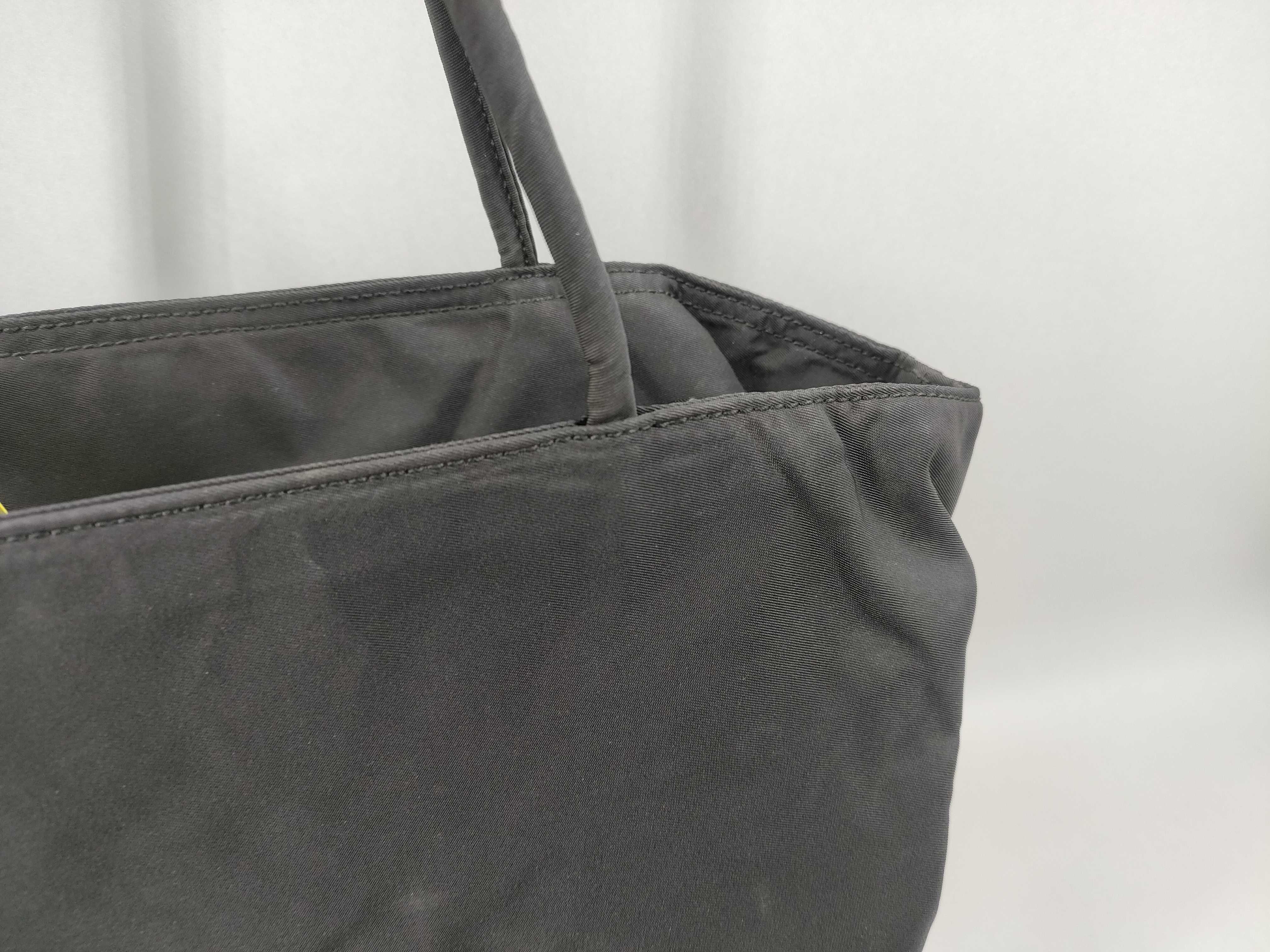 Nylon Triangle Logo Tote Bag, Black Tote Bag — view 3