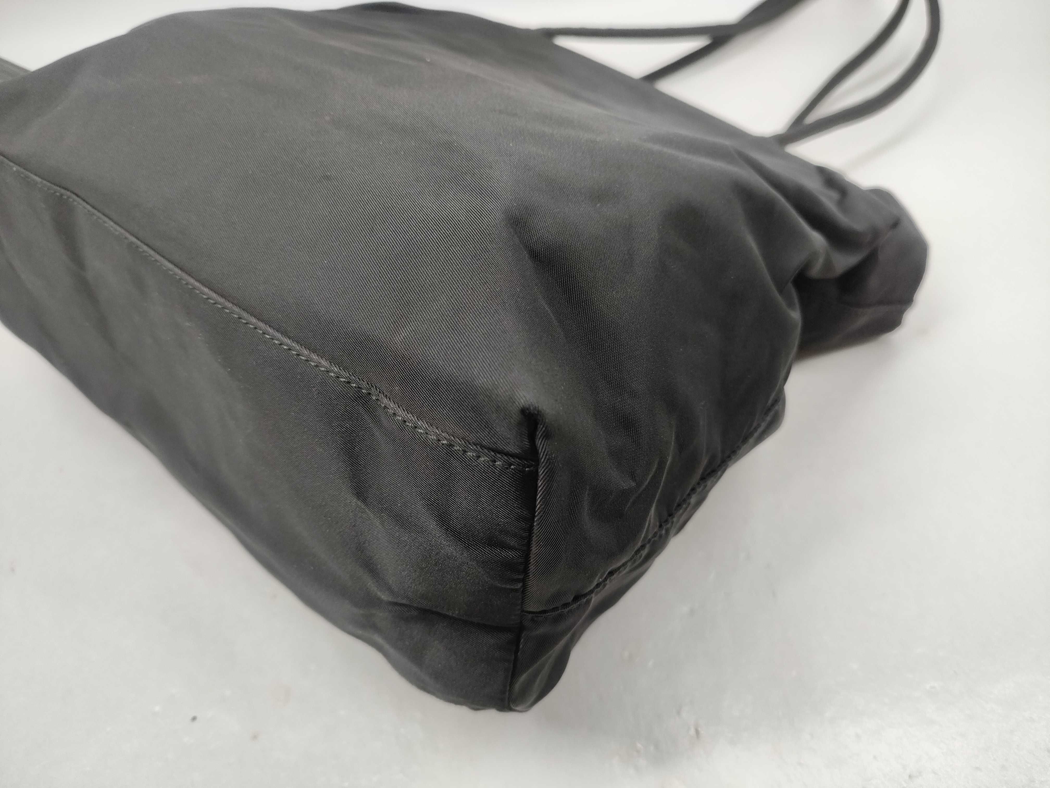 Nylon Triangle Logo Tote Bag, Black Tote Bag — view 6