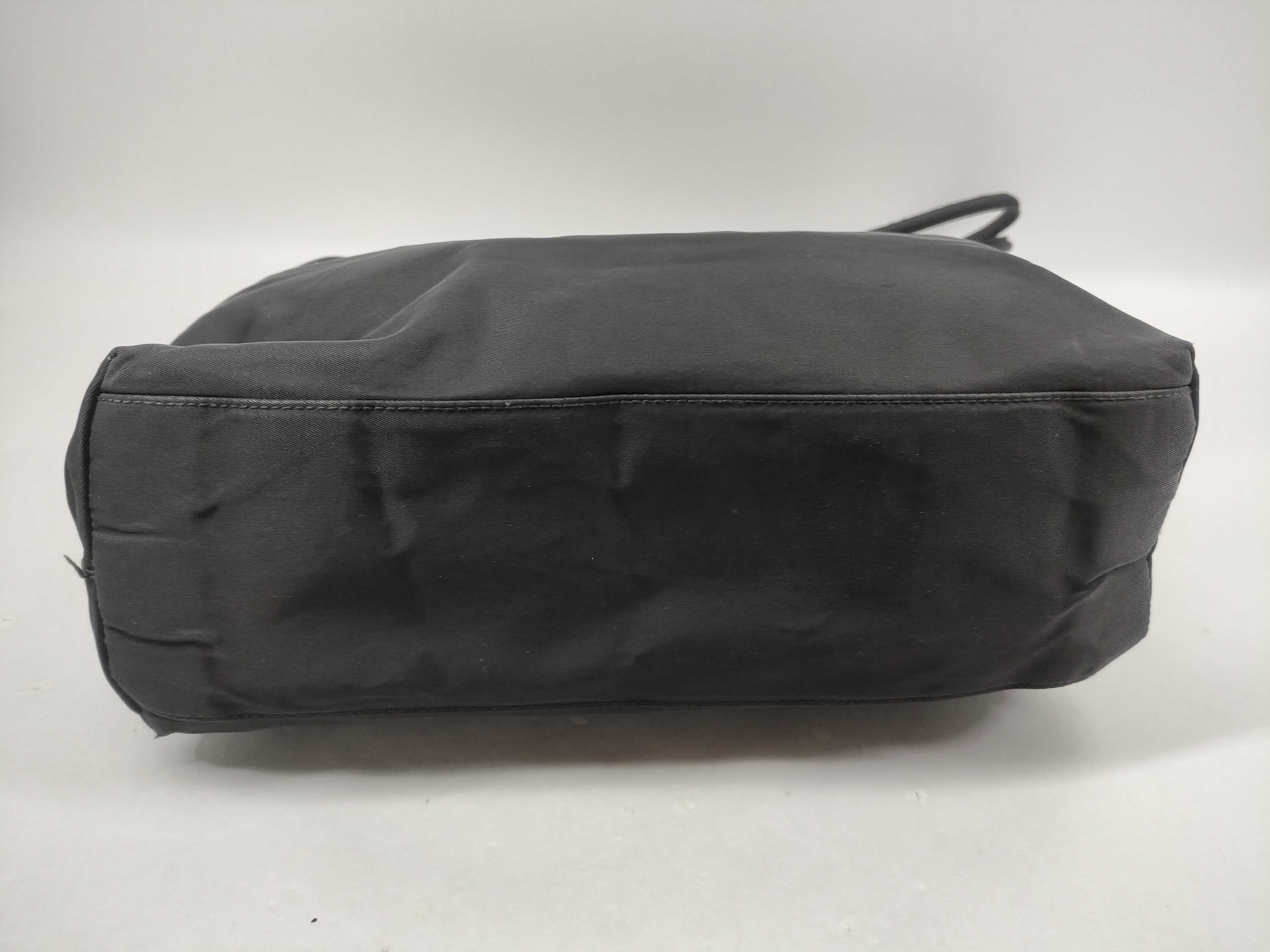 Nylon Triangle Logo Tote Bag, Black Tote Bag — view 7