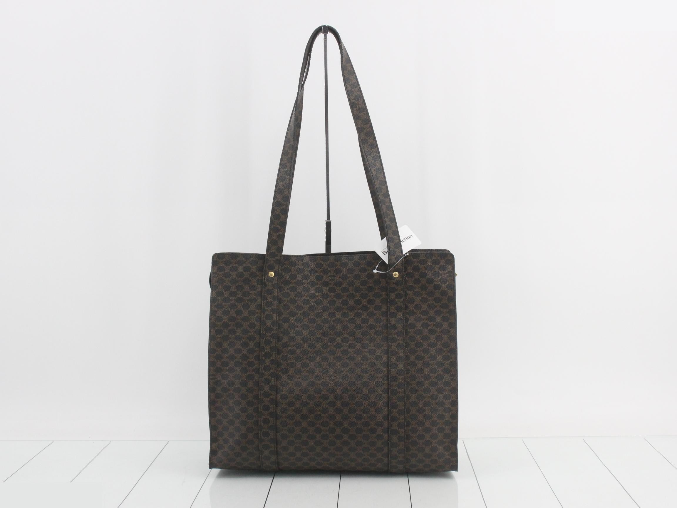 PVC Macadam Triomphe Tote Bag, Brown/Black, Gold Hardware — view 2