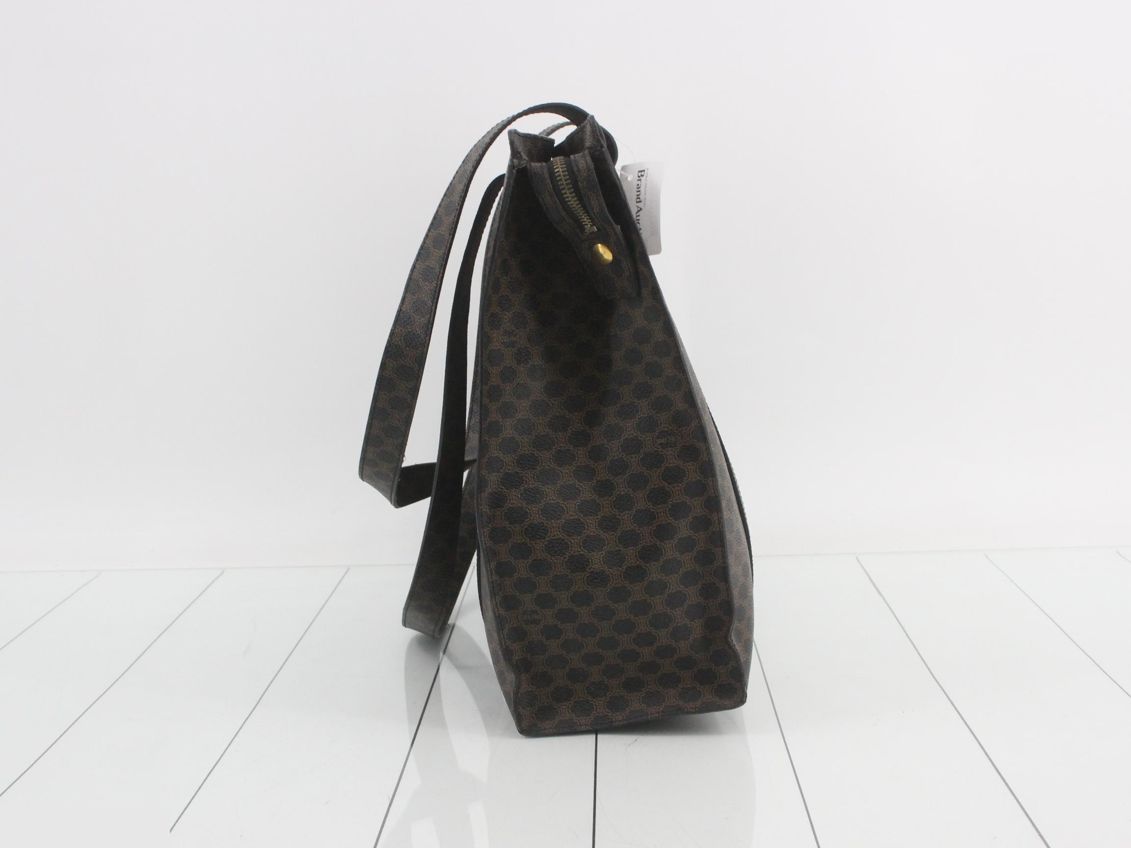 PVC Macadam Triomphe Tote Bag, Brown/Black, Gold Hardware — view 3