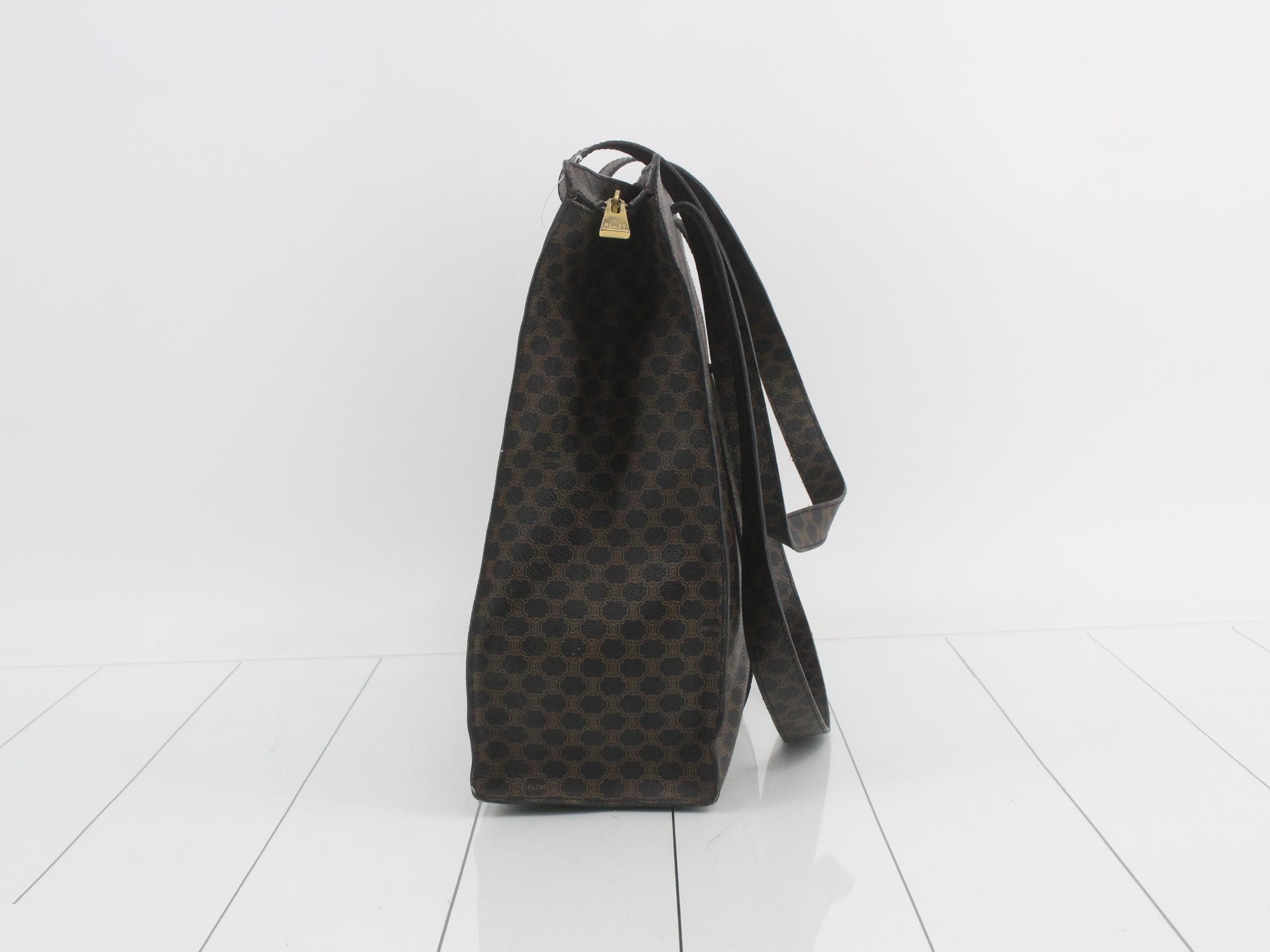 PVC Macadam Triomphe Tote Bag, Brown/Black, Gold Hardware — view 4