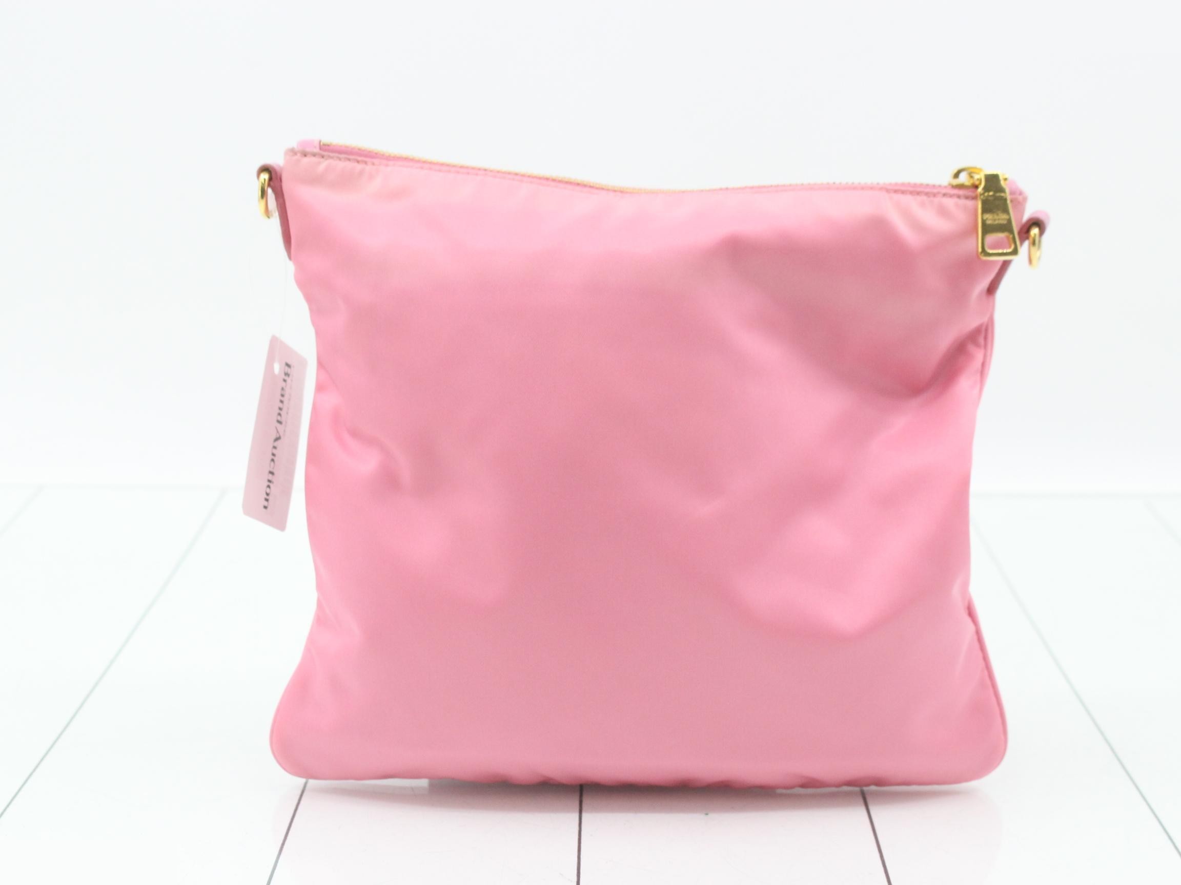 nylon shoulder bag, pink, ribbon motif. — view 2