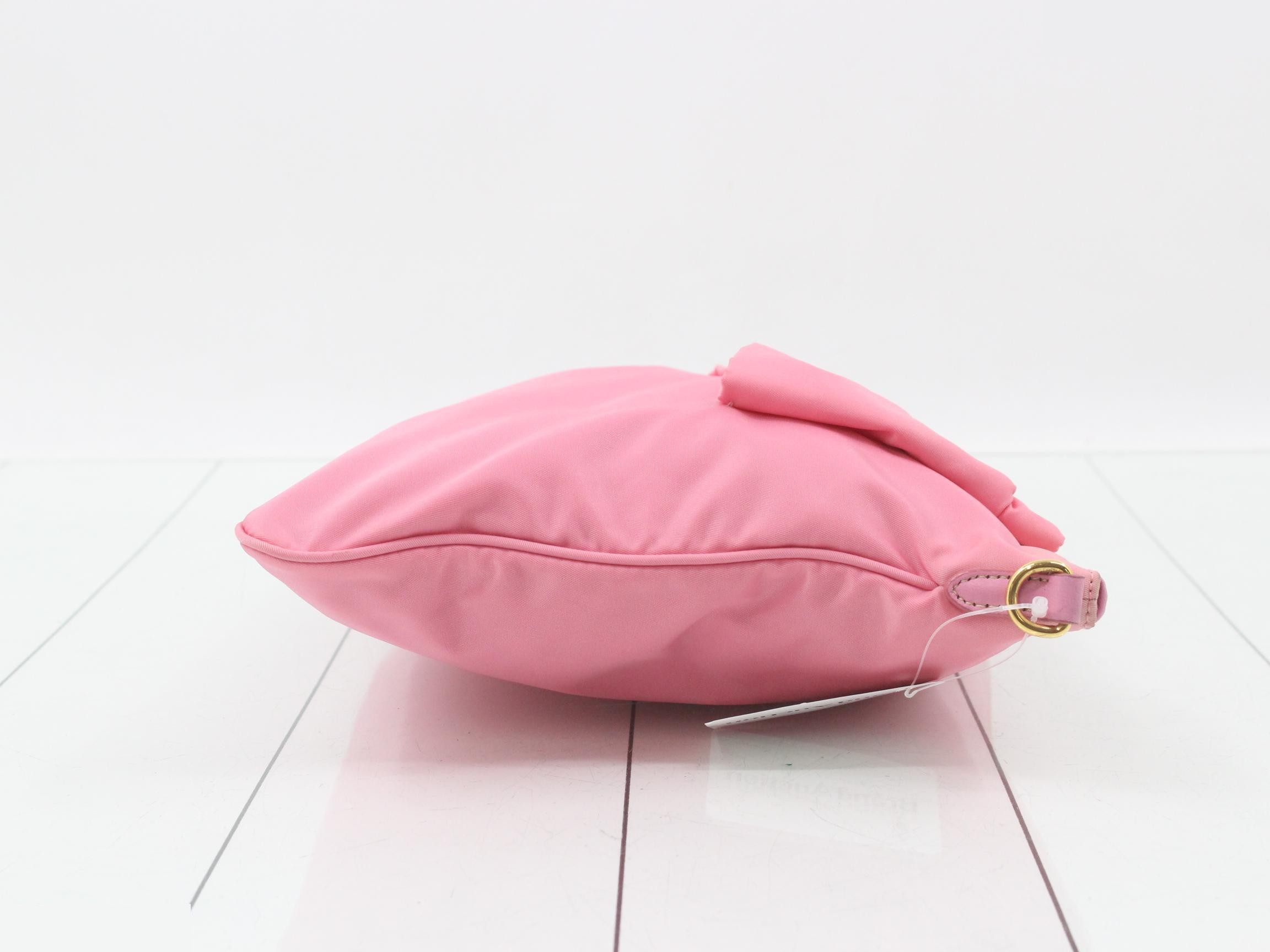 nylon shoulder bag, pink, ribbon motif. — view 3
