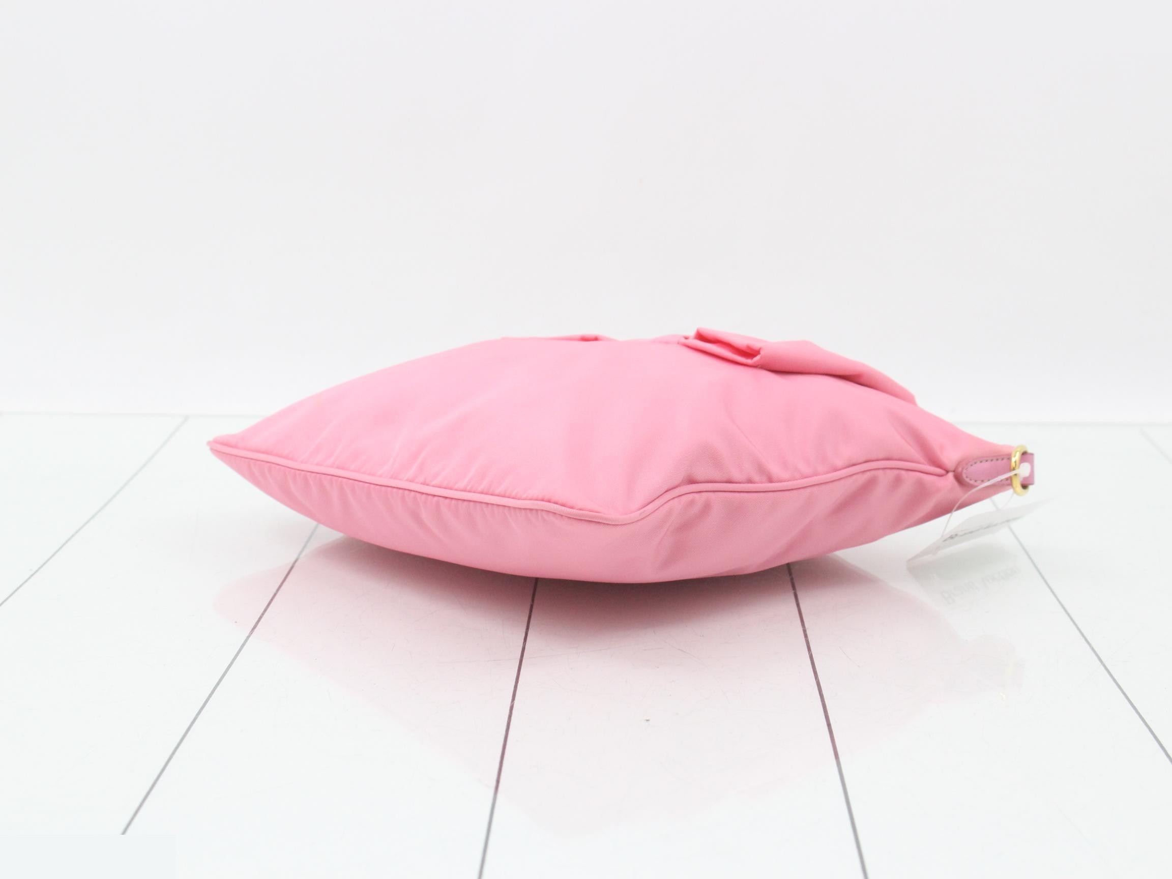nylon shoulder bag, pink, ribbon motif. — view 6