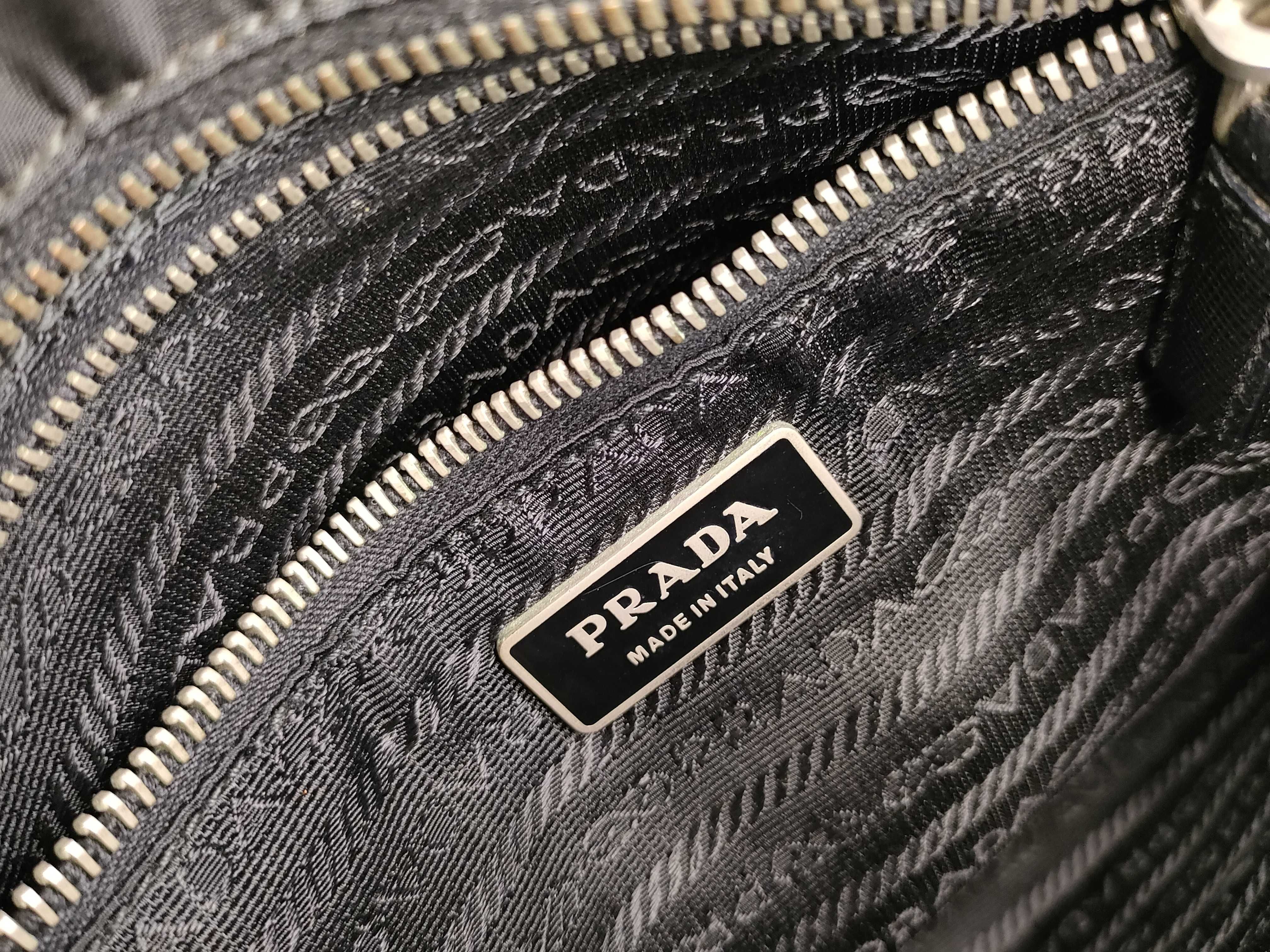 Nylon Prada Flower Embroidered Shoulder Bag Nylon Black Shoulder Bag — view 12