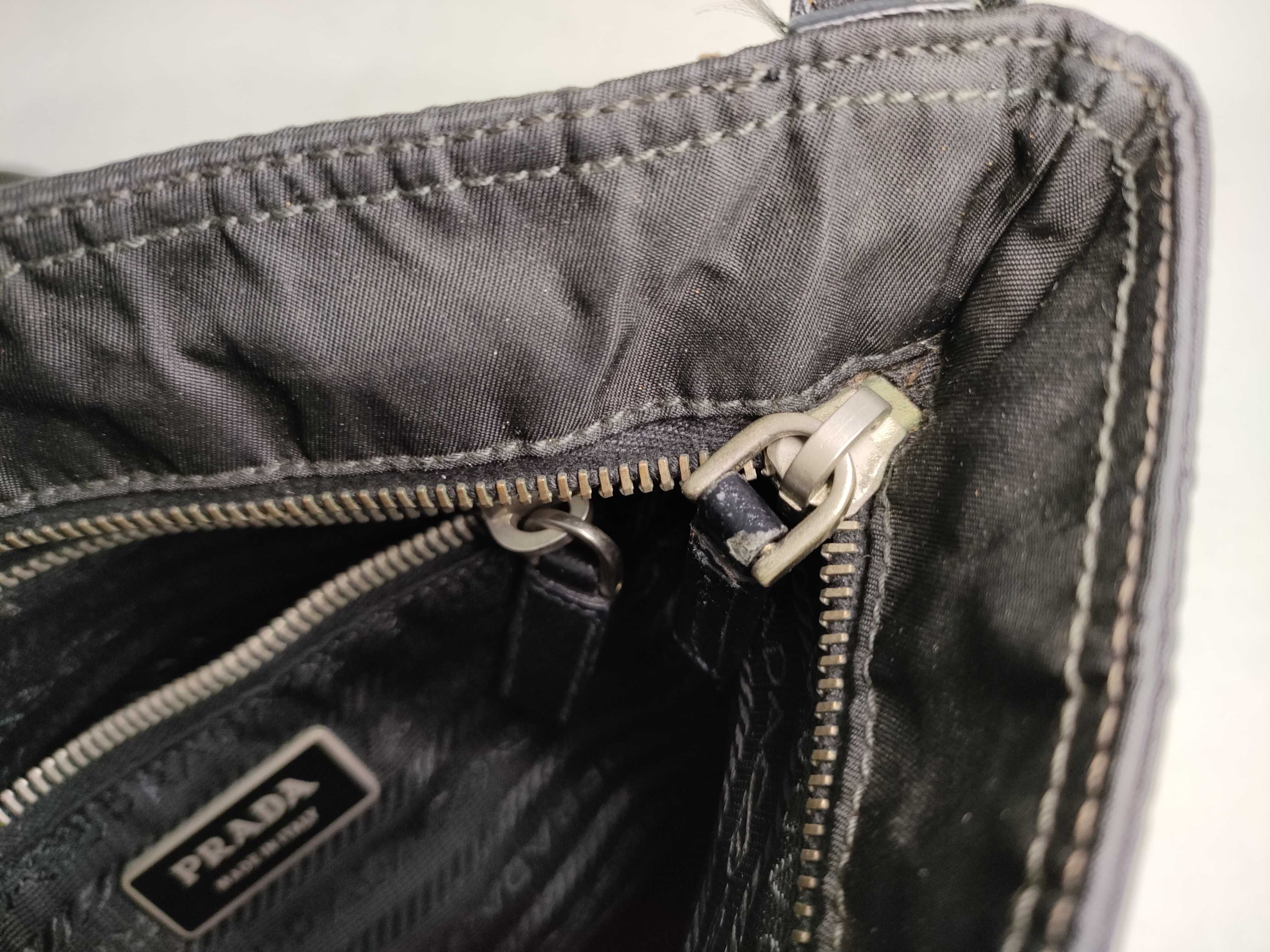 Nylon Prada Flower Embroidered Shoulder Bag Nylon Black Shoulder Bag — view 13
