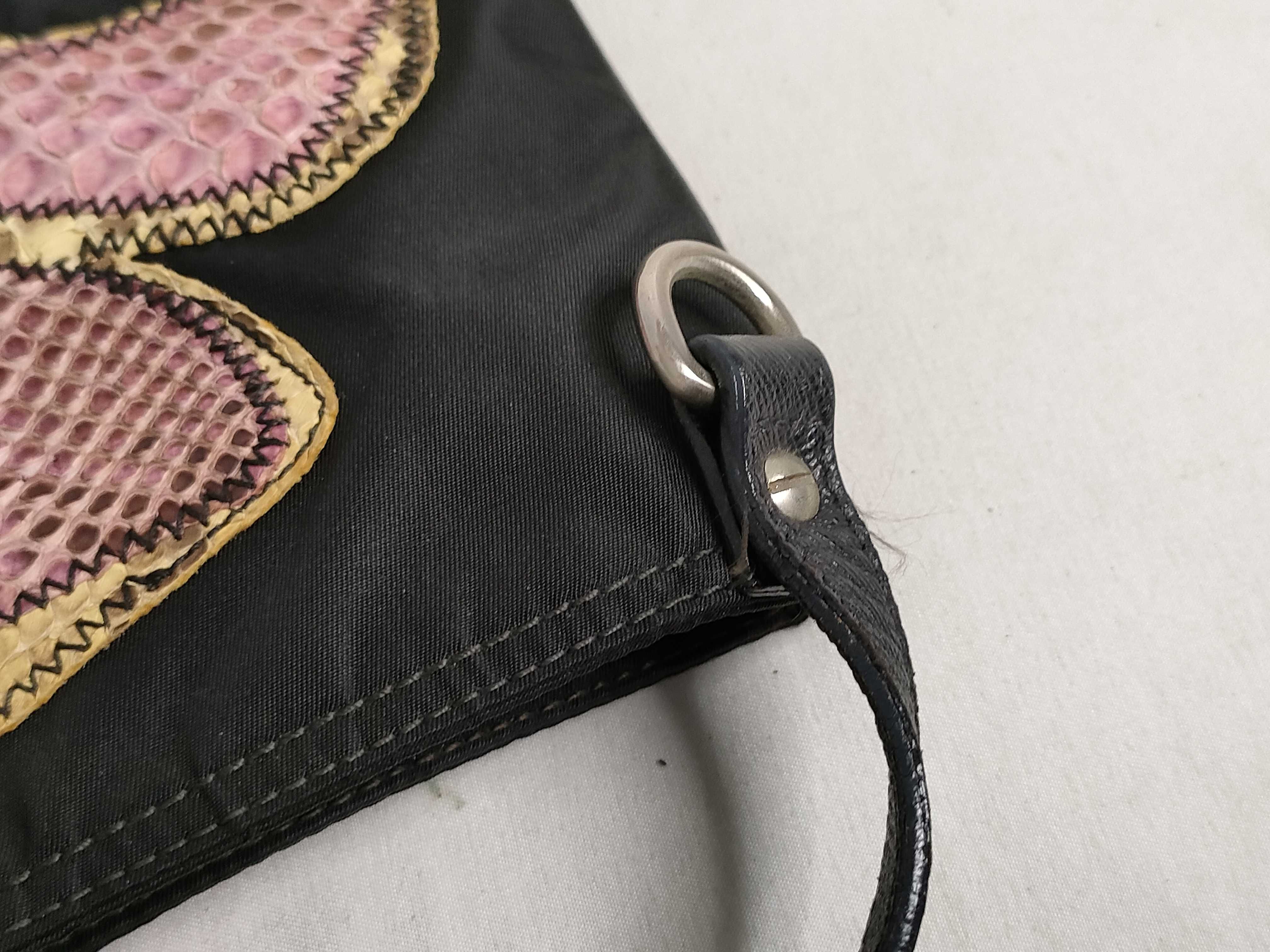 Nylon Prada Flower Embroidered Shoulder Bag Nylon Black Shoulder Bag — view 15