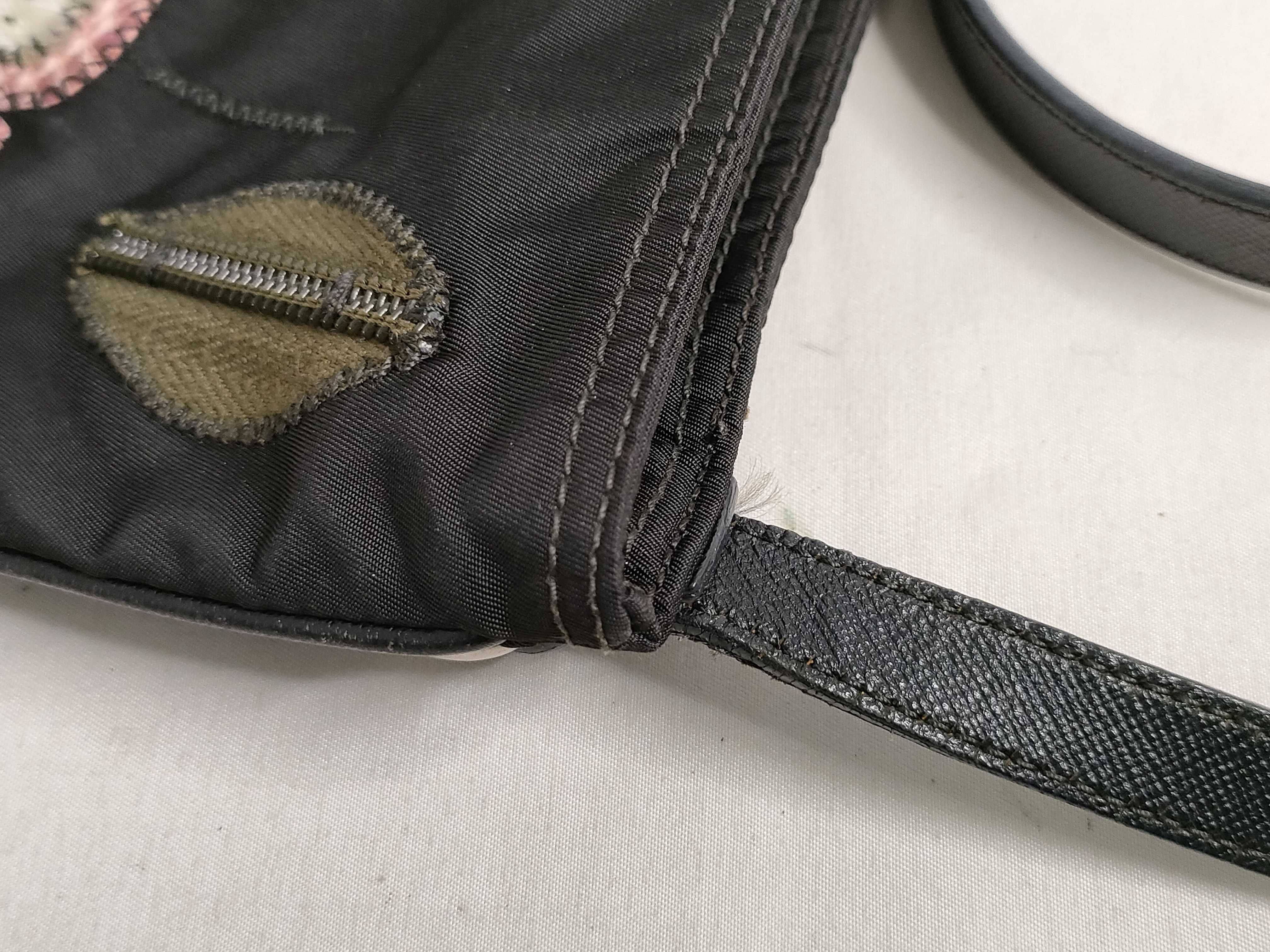 Nylon Prada Flower Embroidered Shoulder Bag Nylon Black Shoulder Bag — view 5