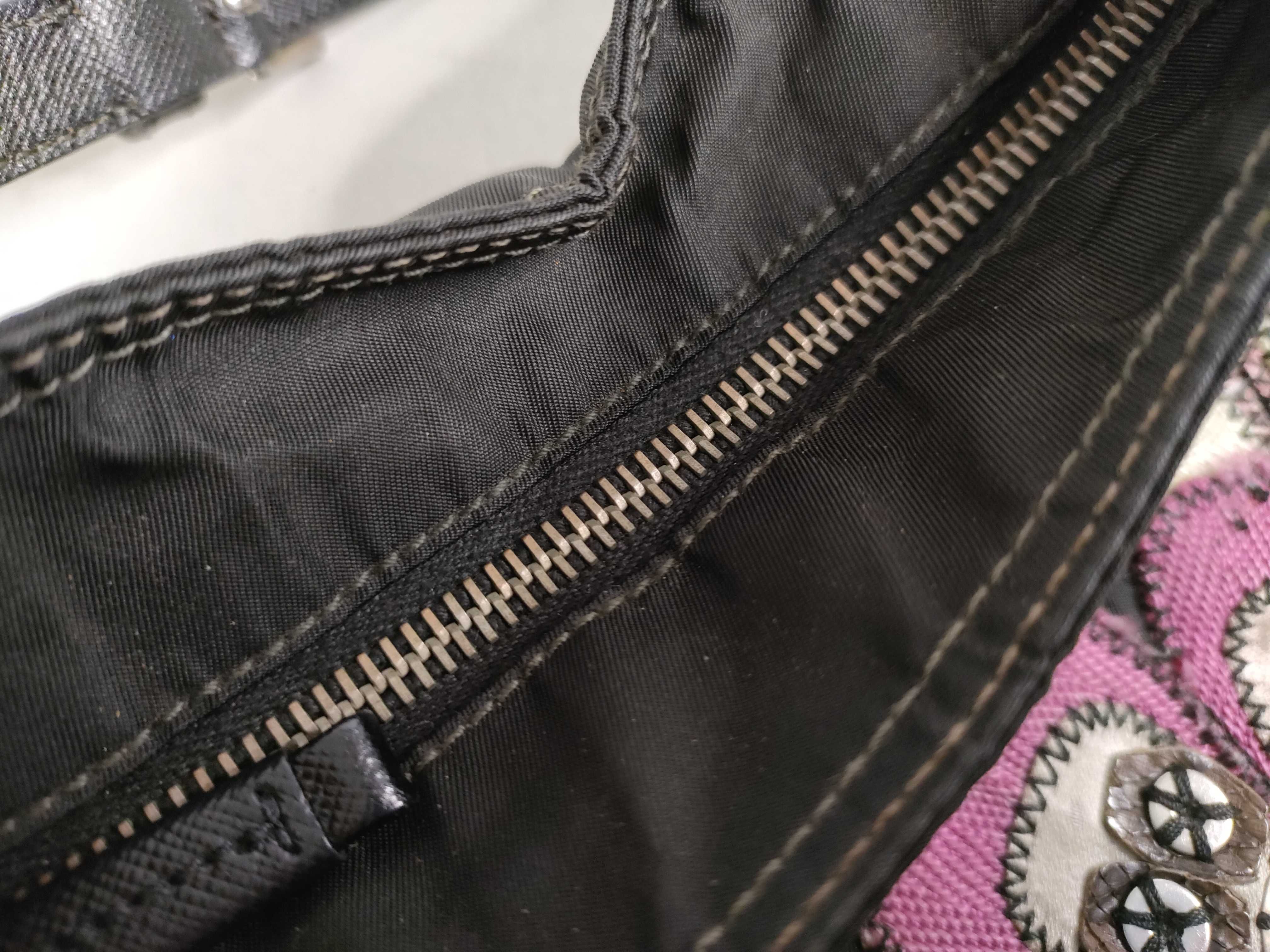 Nylon Prada Flower Embroidered Shoulder Bag Nylon Black Shoulder Bag — view 8