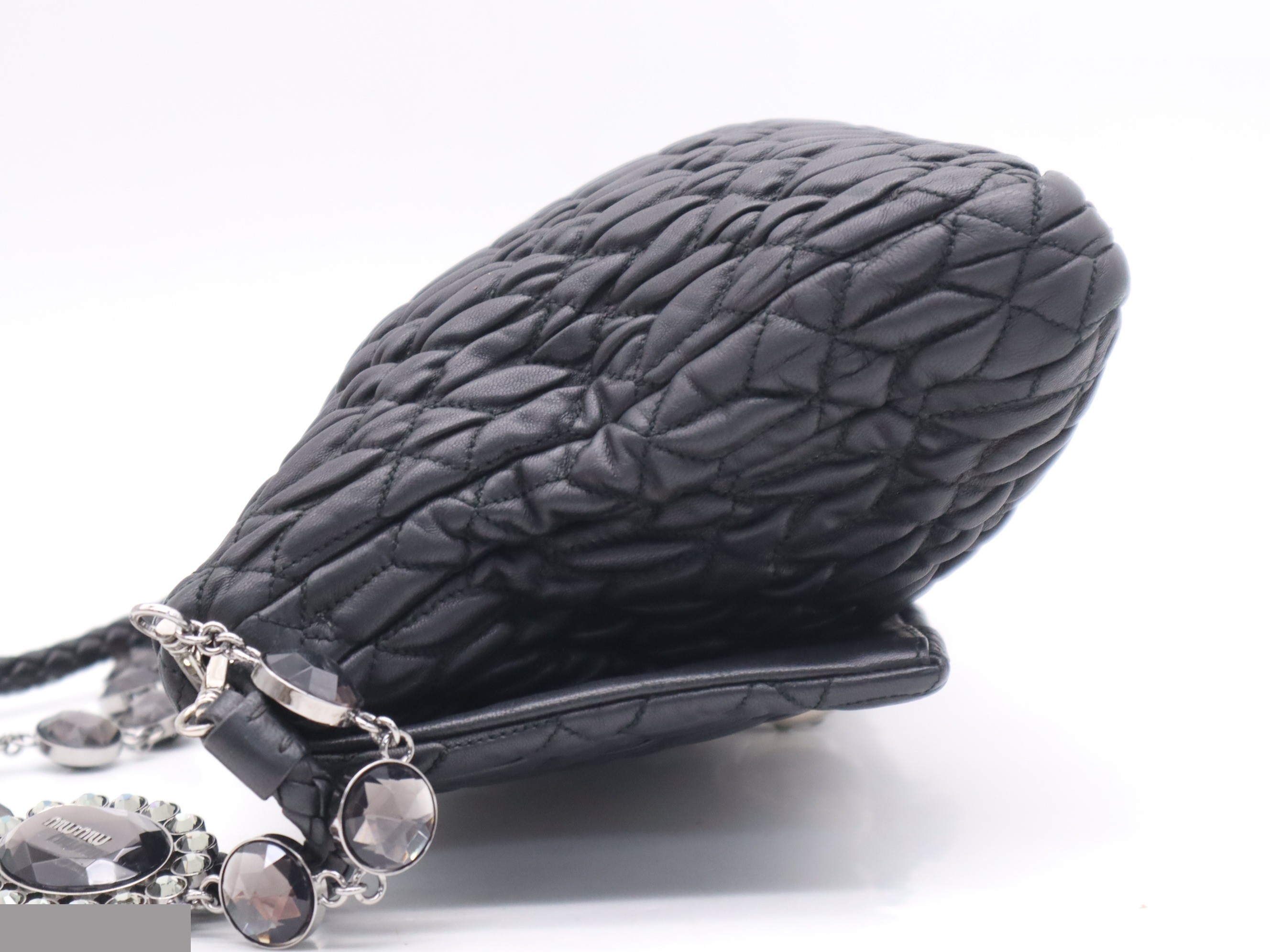 Leather Matelassé Nappa Crystal Handbag with 2 Shoulder Straps — view 3