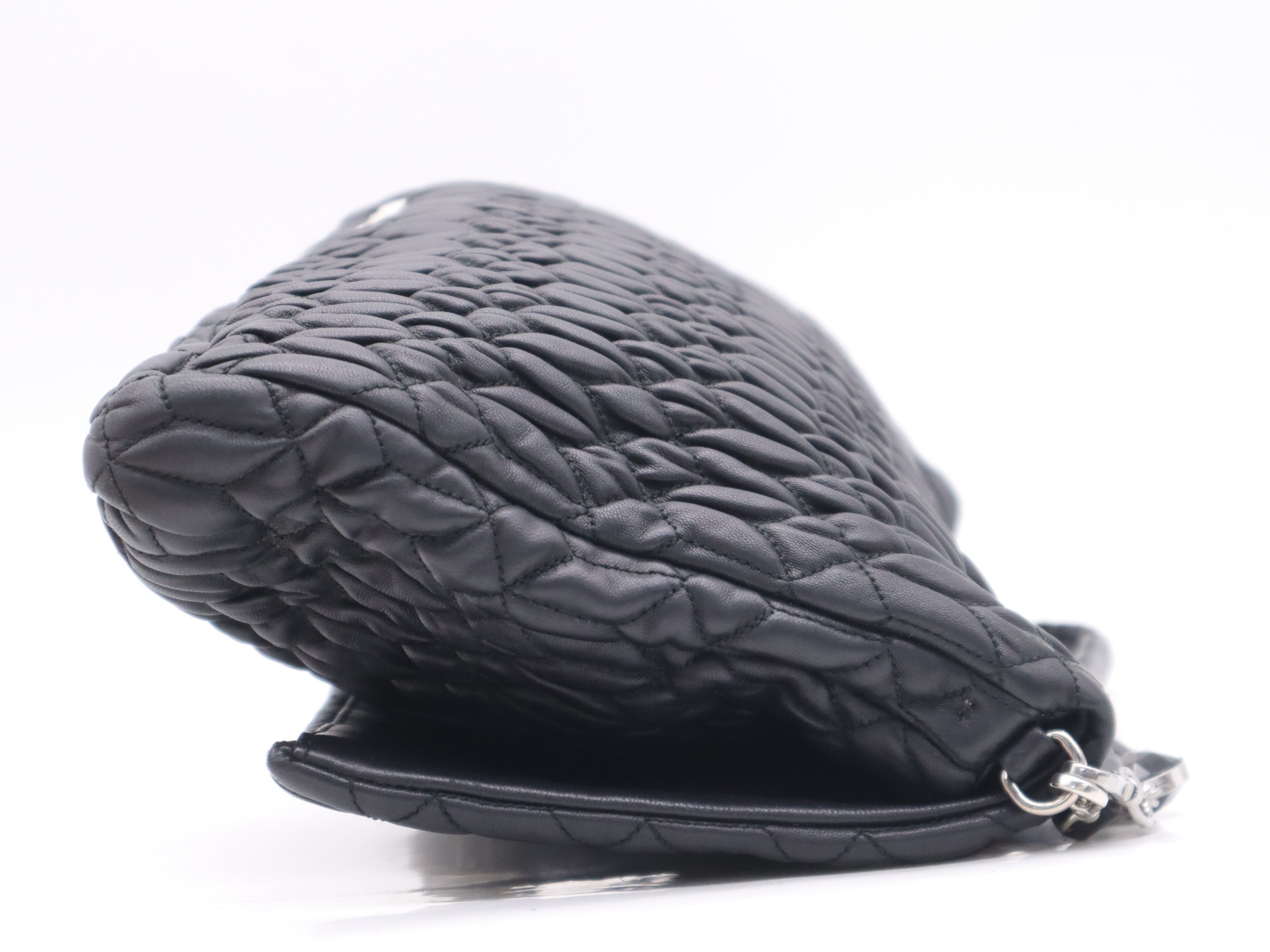 Leather Matelassé Nappa Crystal Handbag with 2 Shoulder Straps — view 5