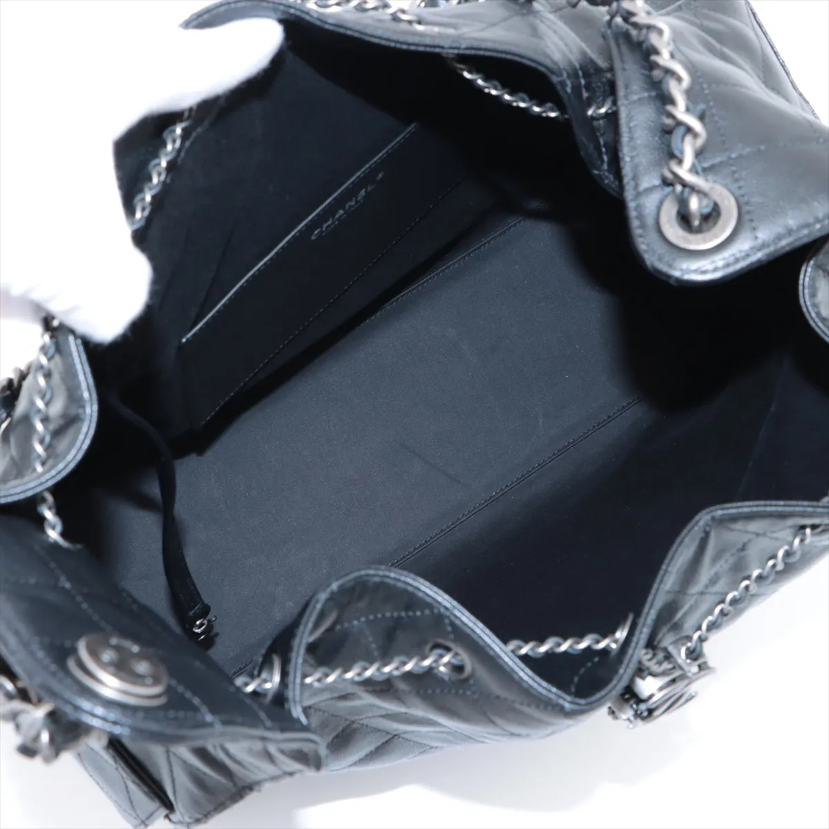[Individually wrapped] Chanel 25 Large Caviar Skin Chain Shoulder Bag Black Gunmetal Hardware T02UXHNG Random Plate AS5553 — view 6