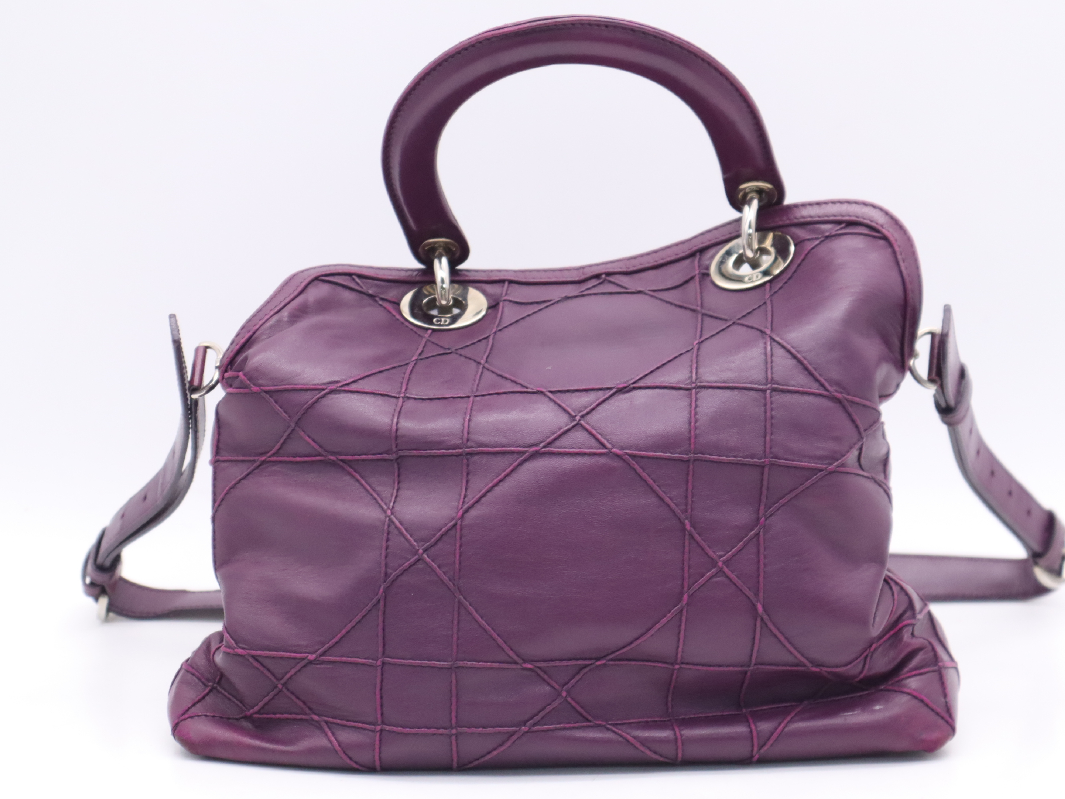 Leather Granville 2-way Bag, Purple, Silver Hardware, with Shoulder Strap, Handbag — view 2