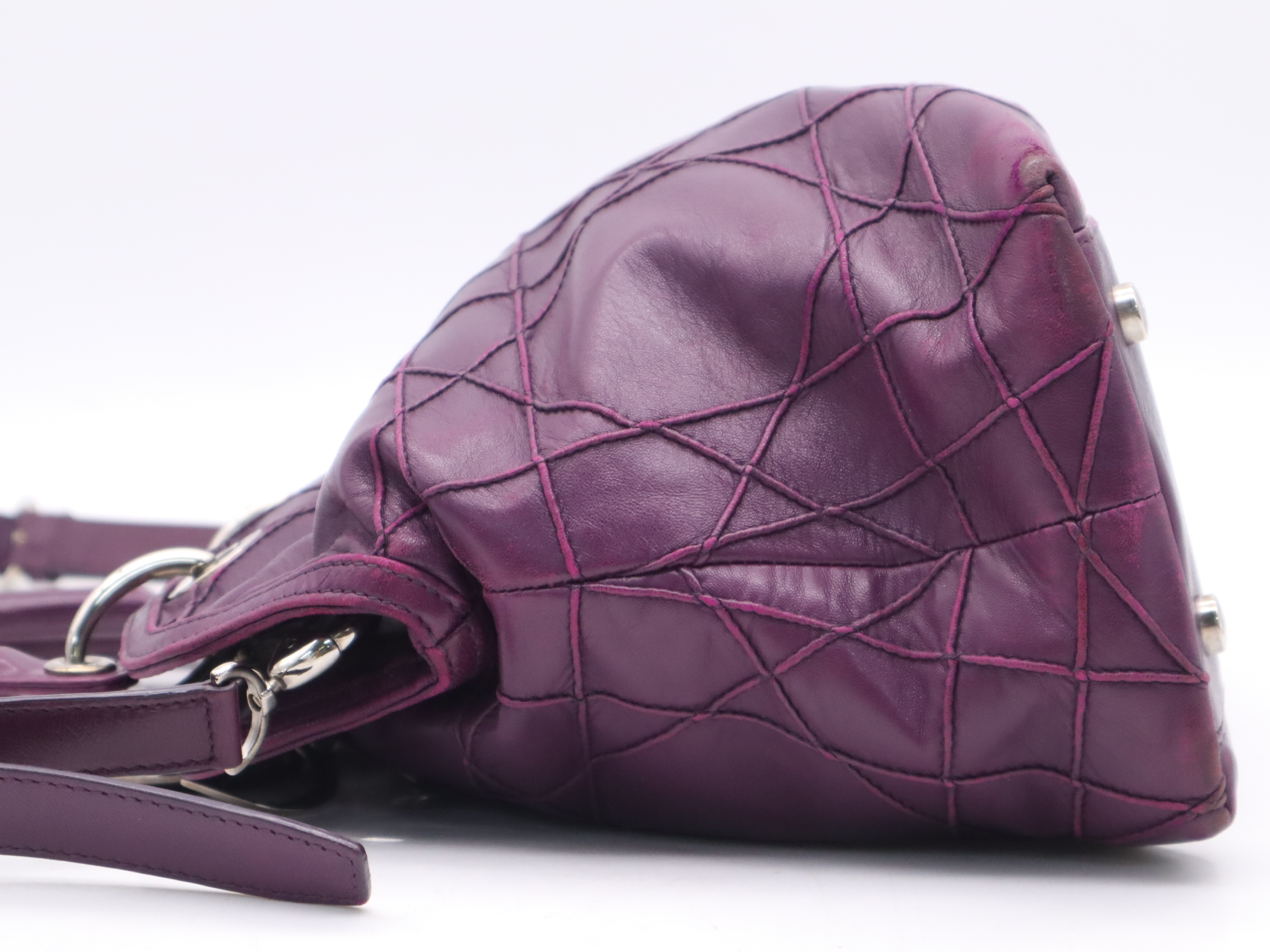 Leather Granville 2-way Bag, Purple, Silver Hardware, with Shoulder Strap, Handbag — view 3