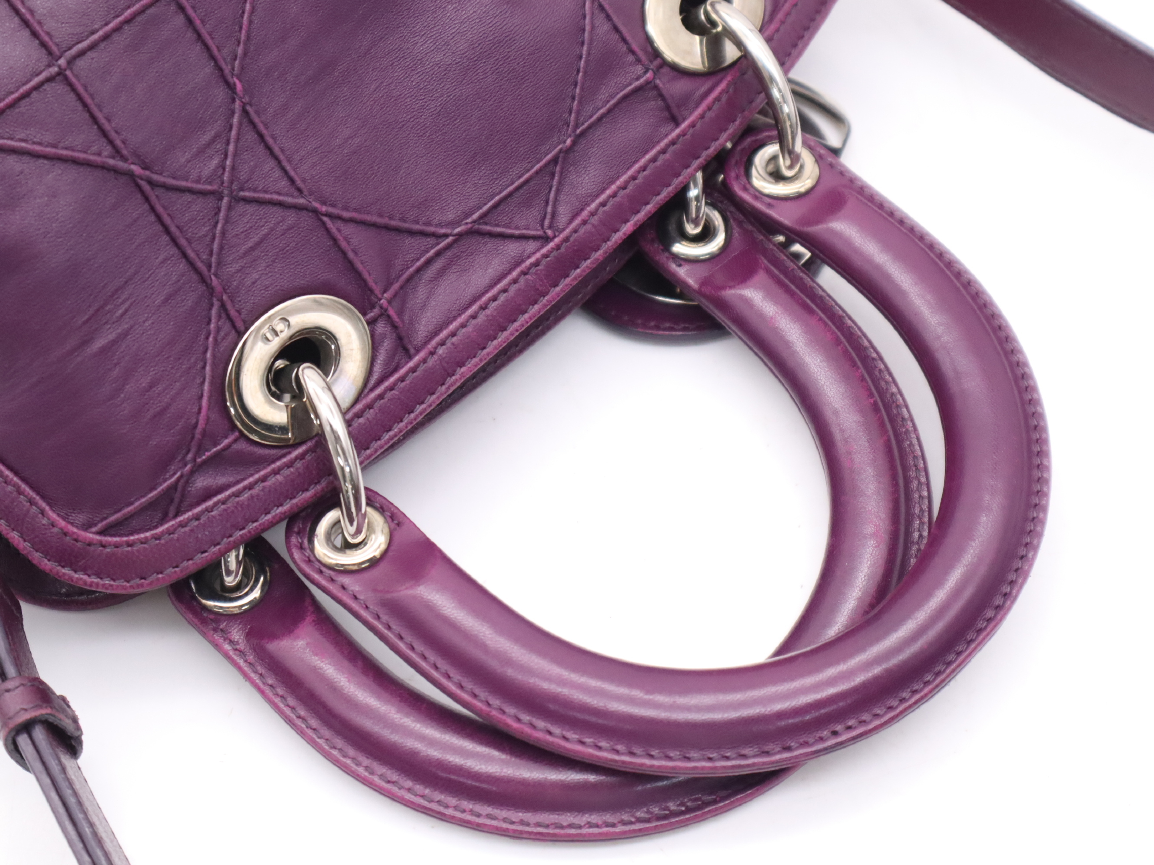Leather Granville 2-way Bag, Purple, Silver Hardware, with Shoulder Strap, Handbag — view 6