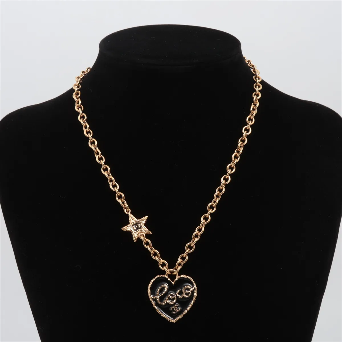 Coco Mark Star & Heart B24P Necklace, GP Black x Gold, with — view 5