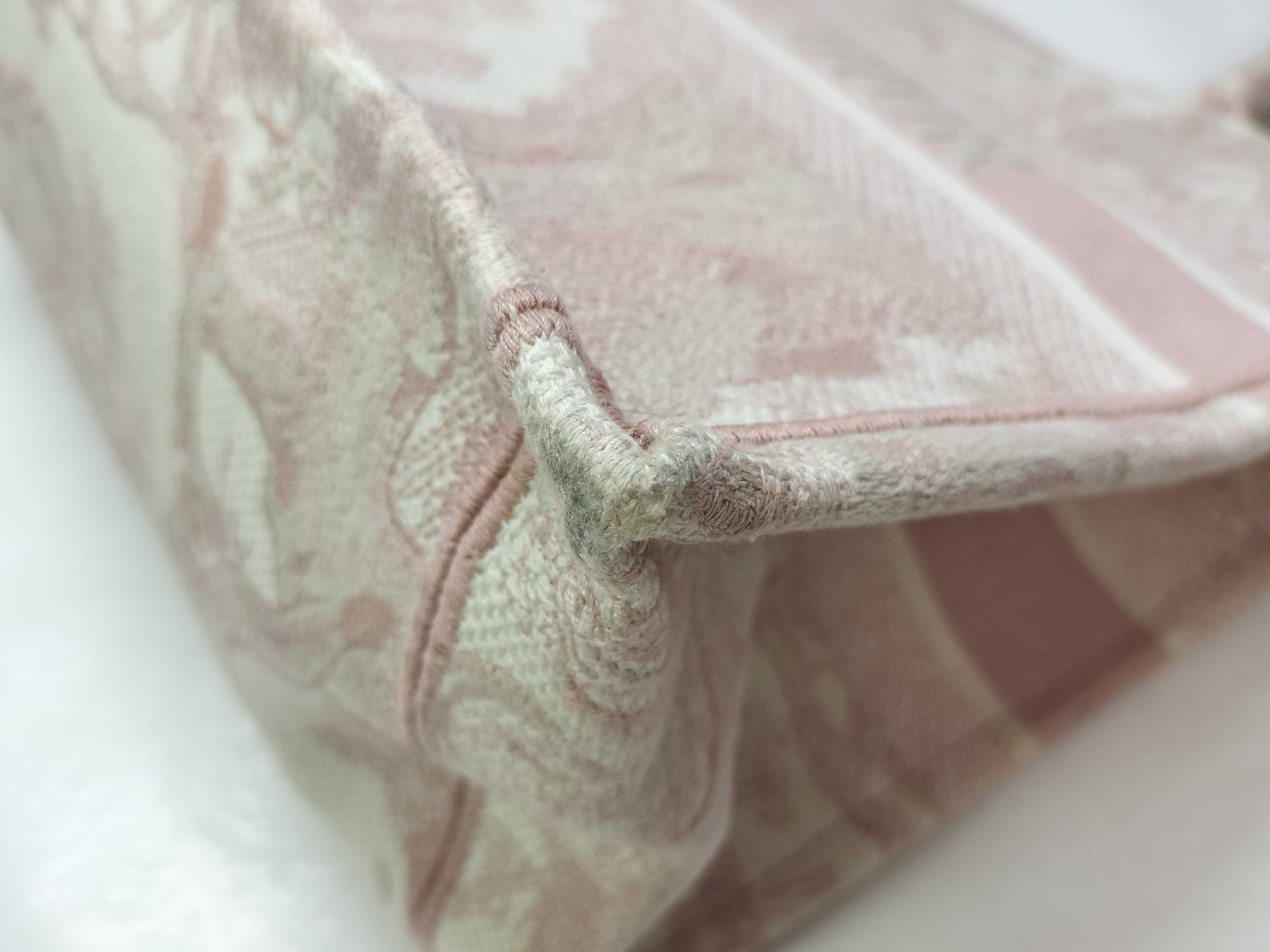 Toile de Jouy Embroidery Book Tote Medium Canvas Tote Bag Pink Tote Bag — view 6
