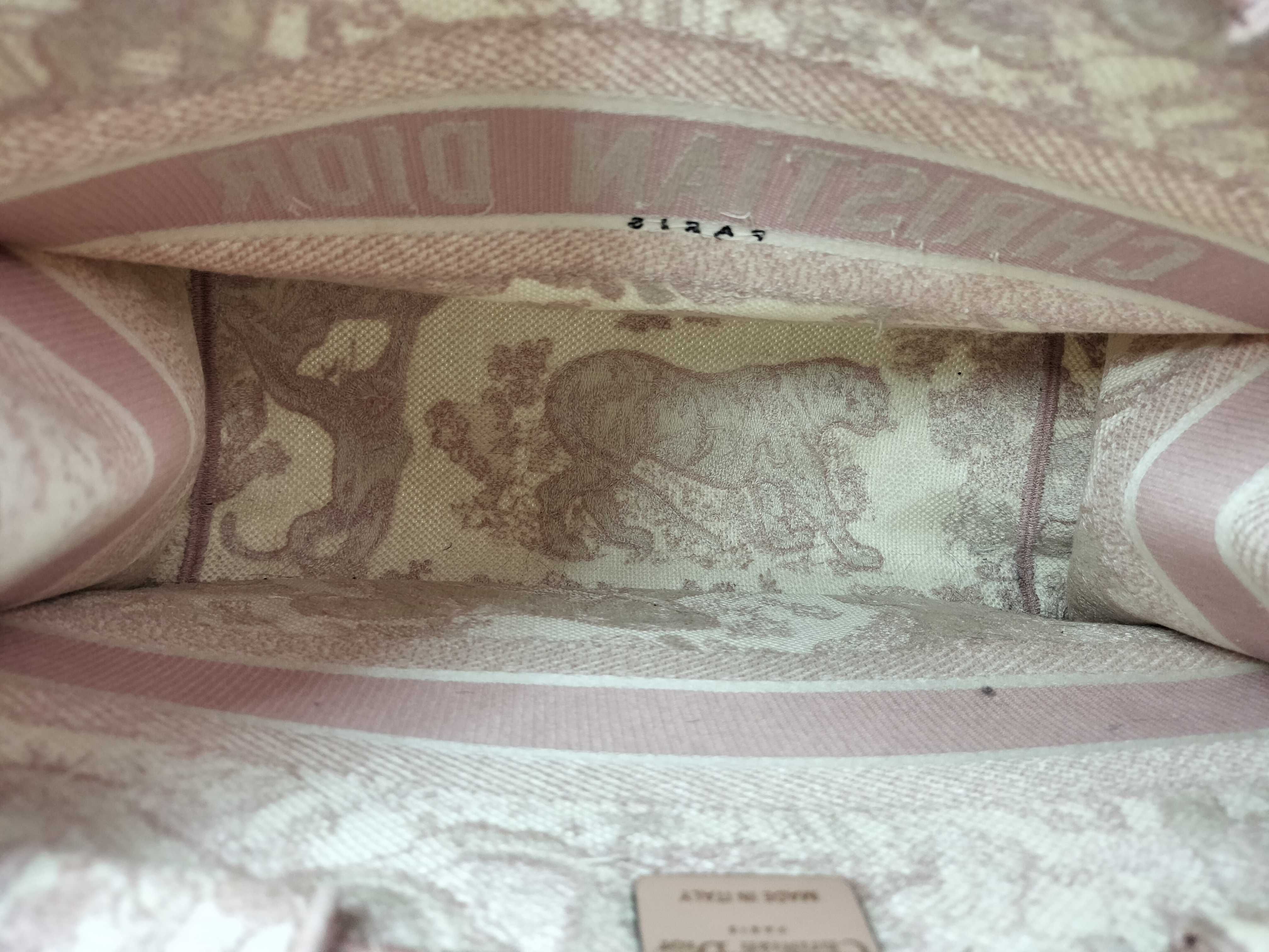 Toile de Jouy Embroidery Book Tote Medium Canvas Tote Bag Pink Tote Bag — view 7