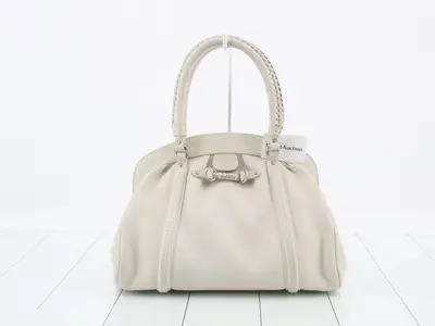 My Dior Frame Satchel, White Leather