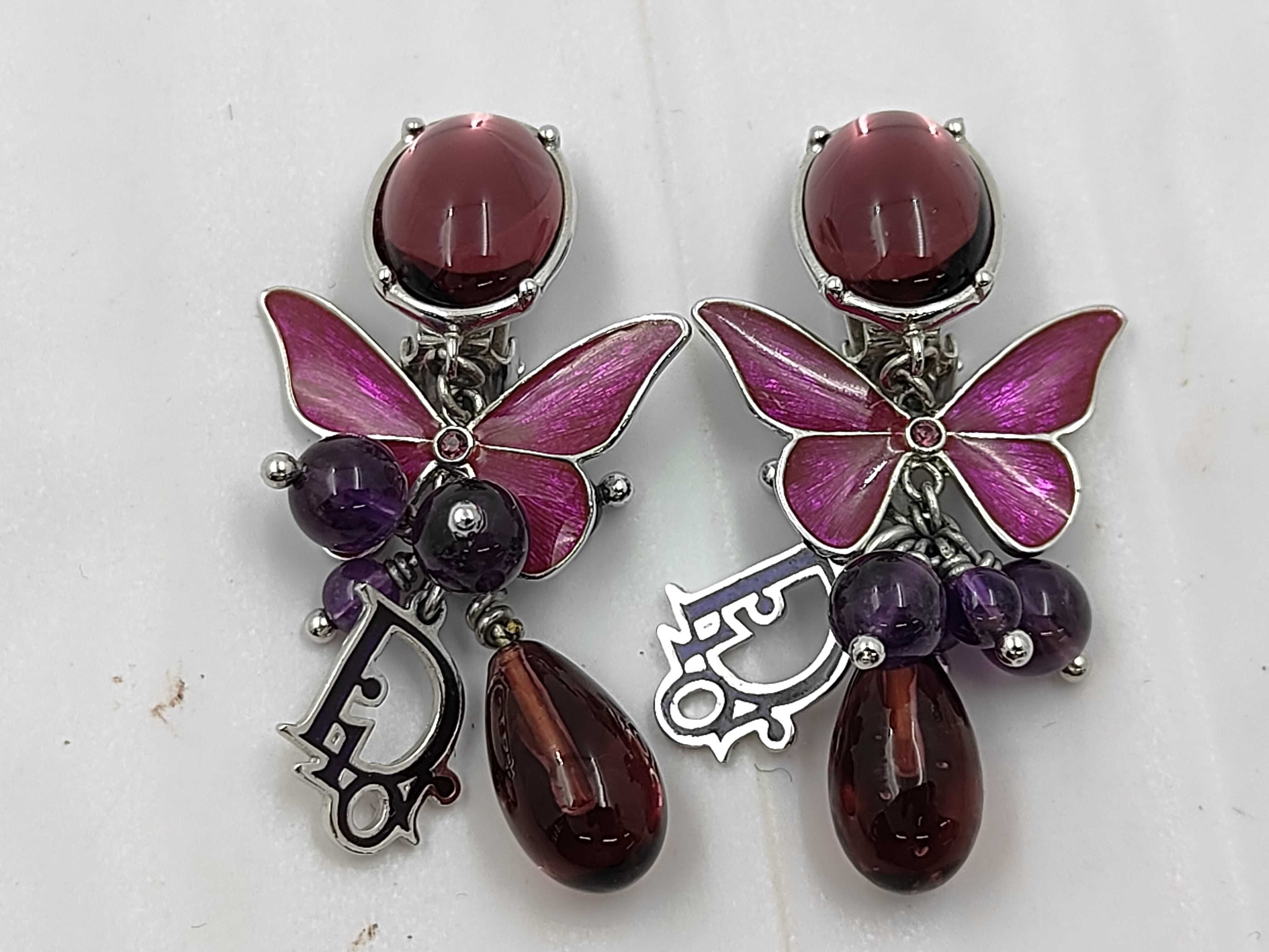 Butterfly Colored Stone Silver Earrings
