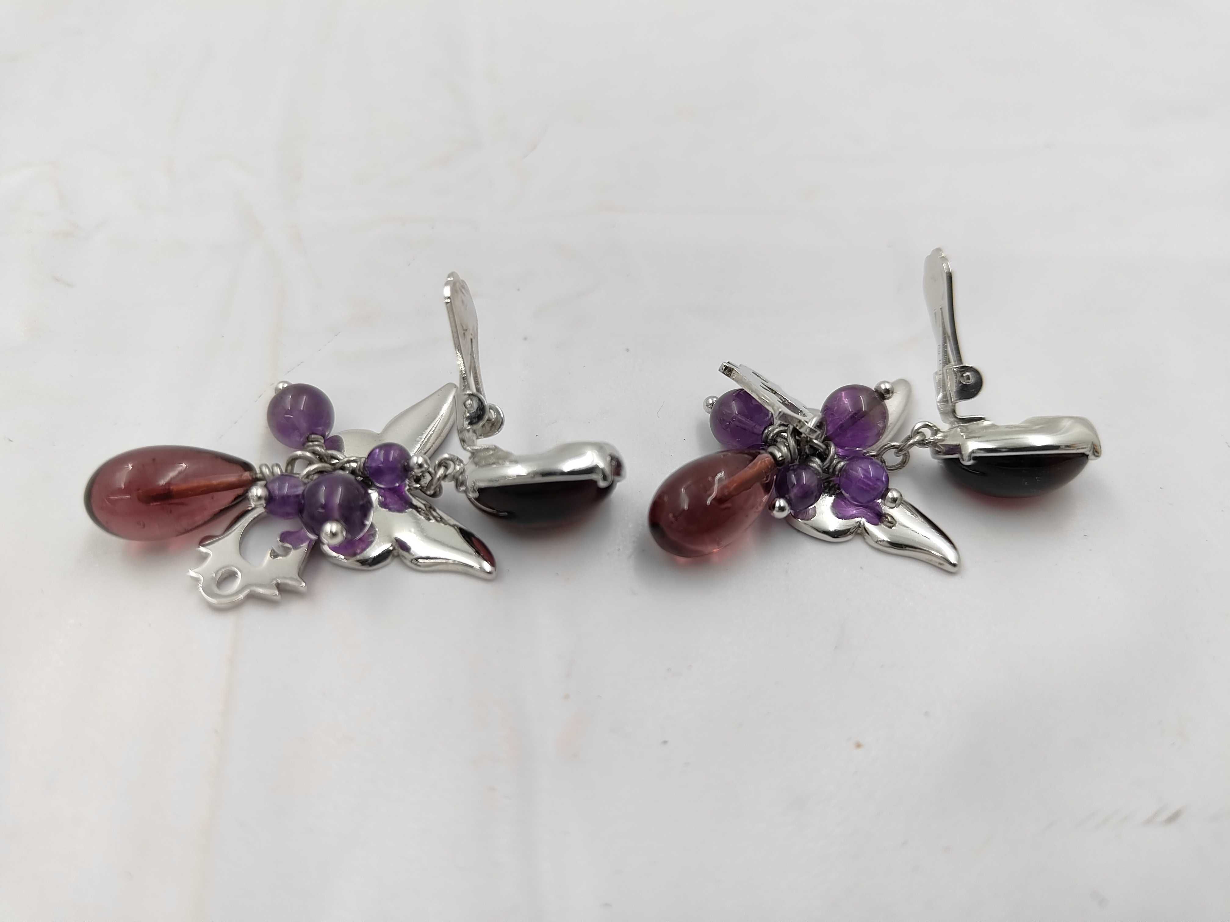 Butterfly Colored Stone Silver Earrings — view 4