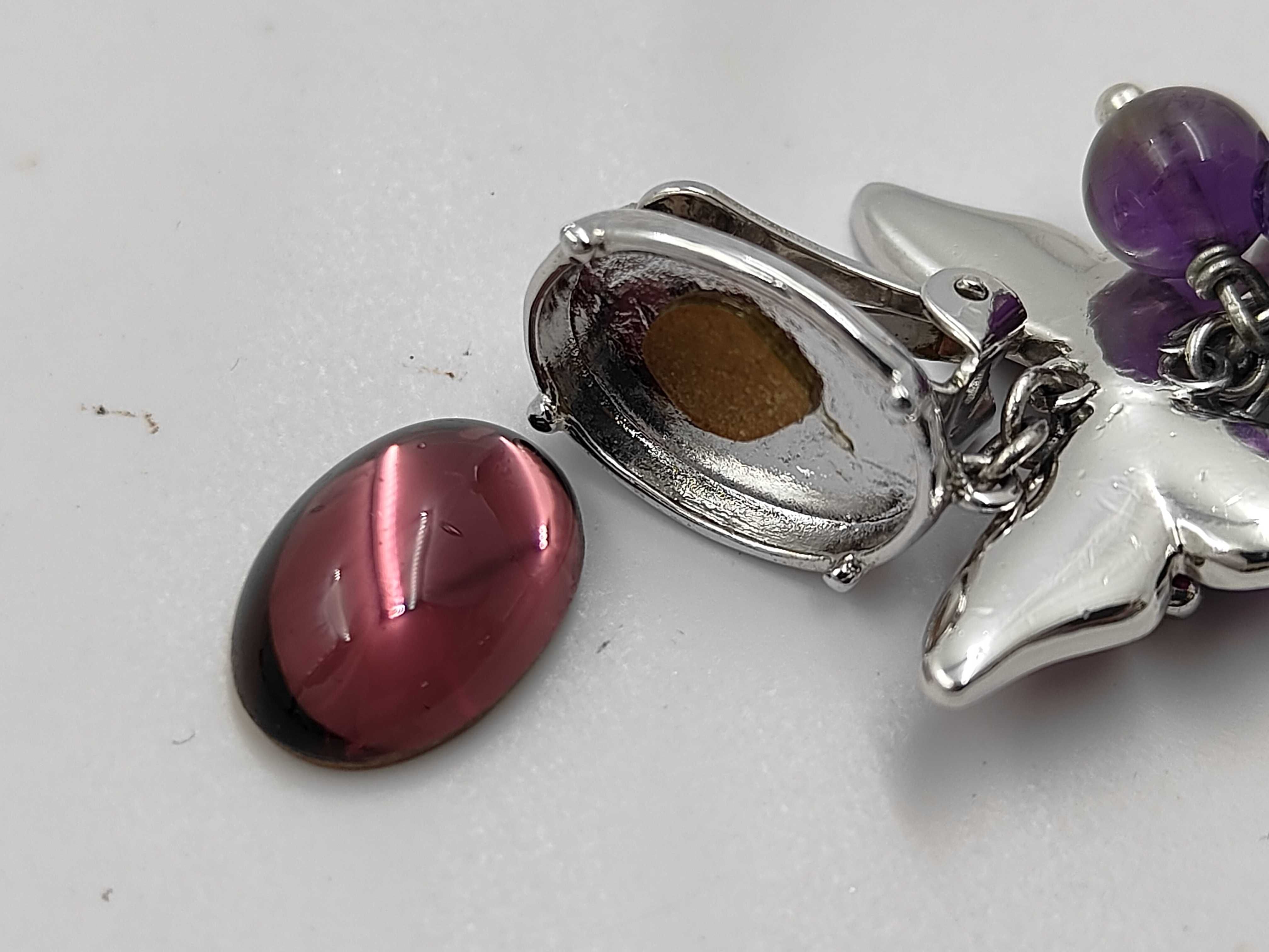 Butterfly Colored Stone Silver Earrings — view 7