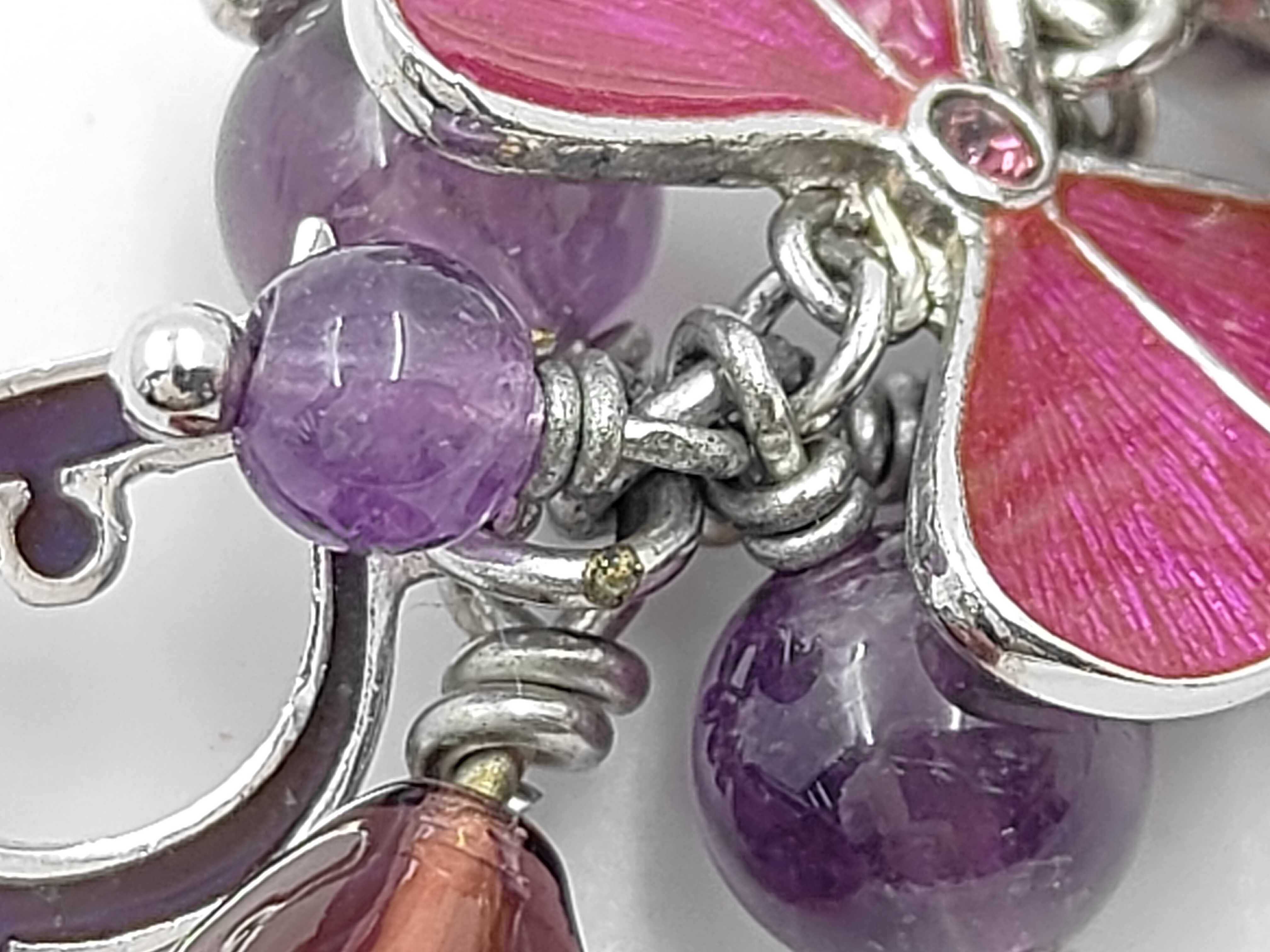Butterfly Colored Stone Silver Earrings — view 8