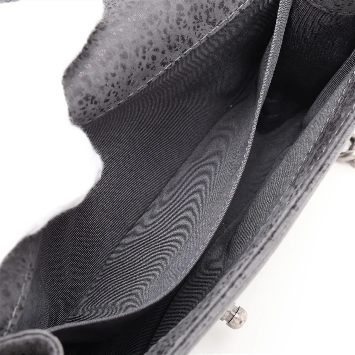 Boy Chanel 25 Leather x Bead Chain Shoulder Bag, Gray with Gunmetal Hardware, 18502485, Serial Number , A67086 — view 8