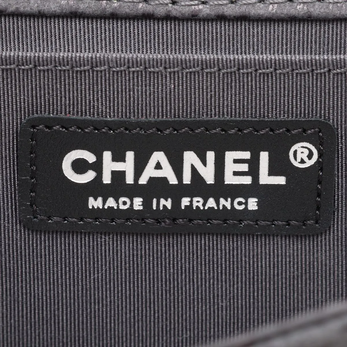 Boy Chanel 25 Leather x Bead Chain Shoulder Bag, Gray with Gunmetal Hardware, 18502485, Serial Number , A67086 — view 9
