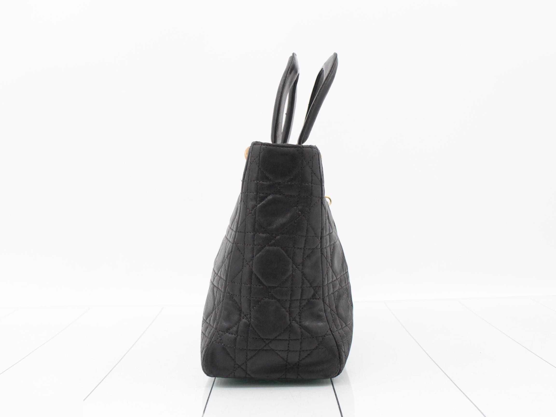 Lady Dior Lambskin Black Cannage 2-Way Handbag — view 4