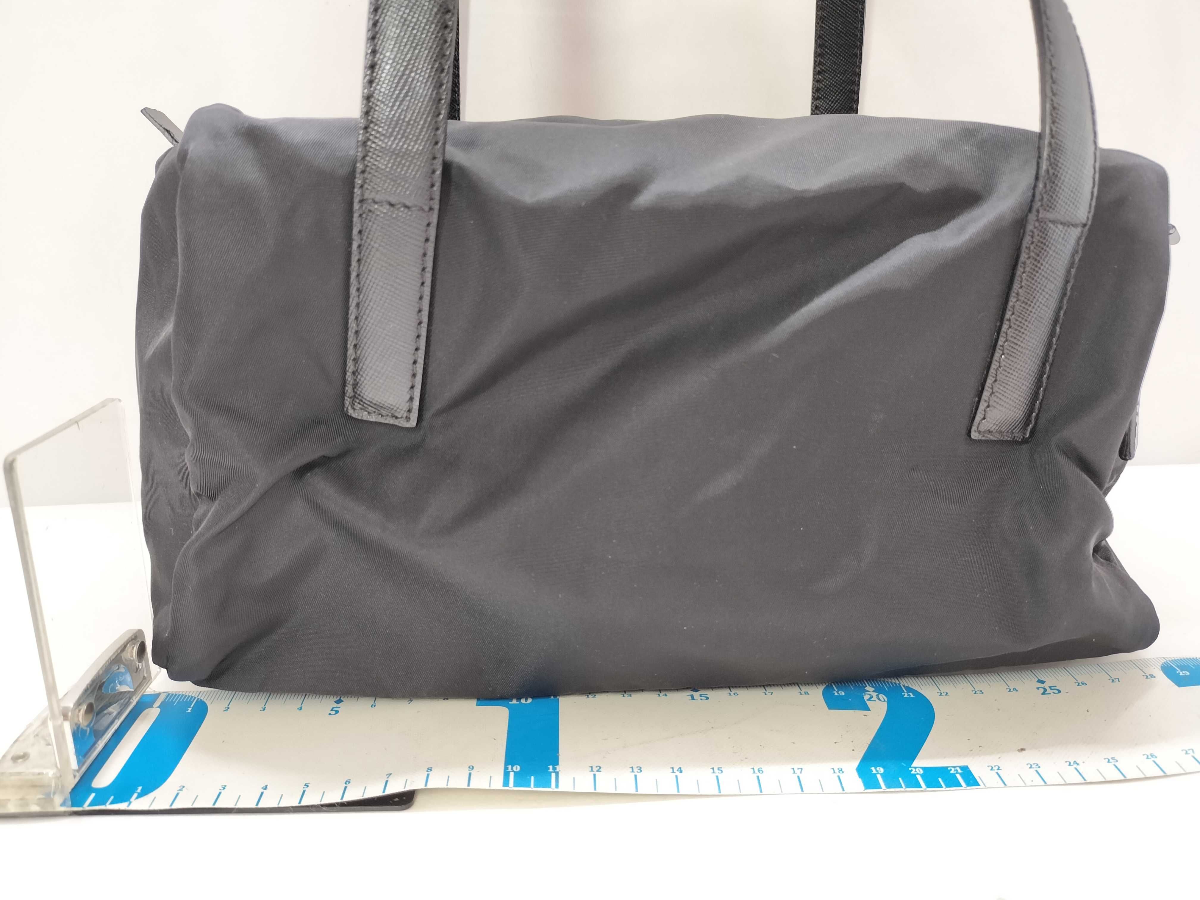 Nylon Tessuto Saffiano Mini Boston Bag, Black Handbag — view 2