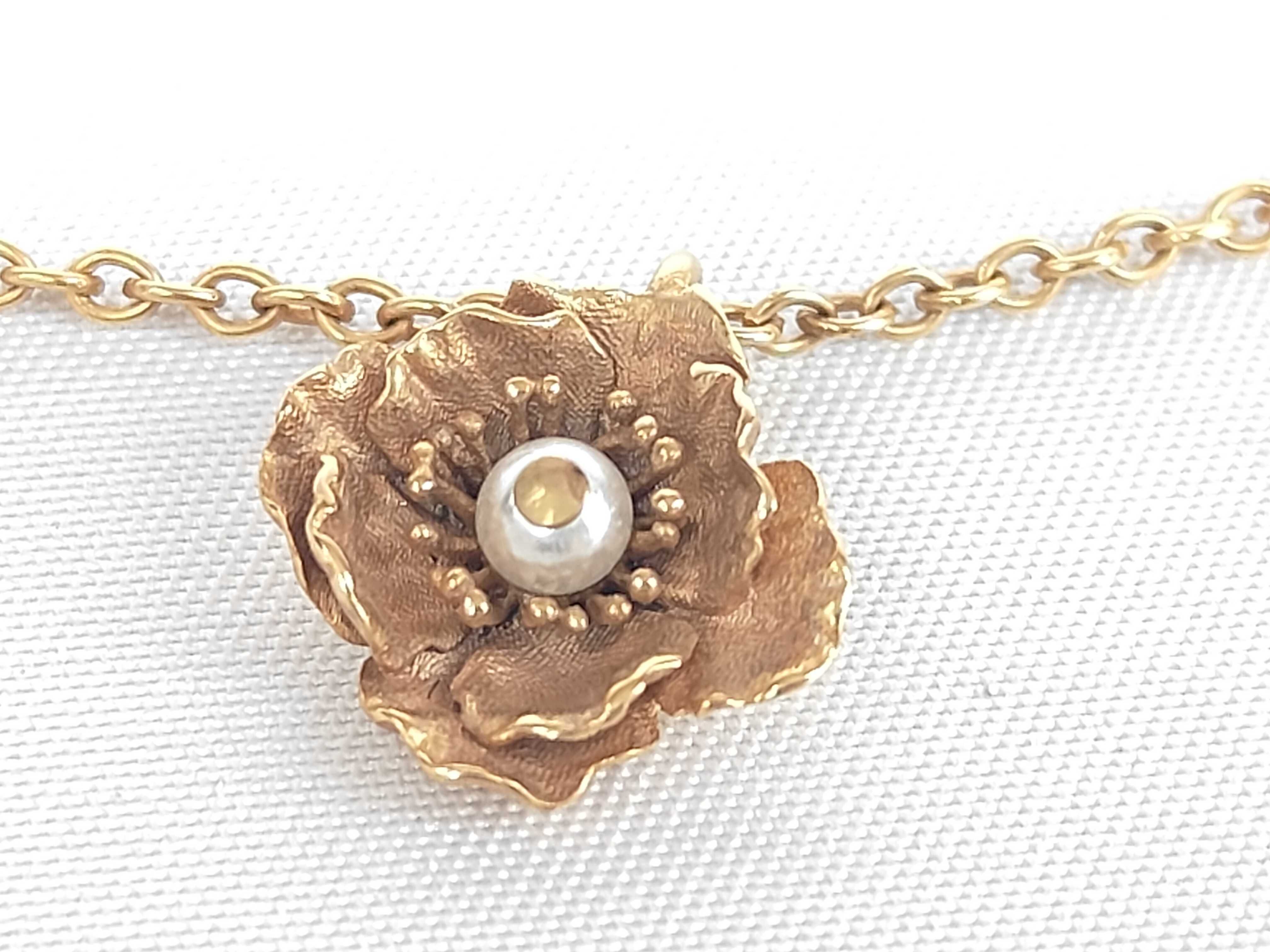 Flower Motif Pearl Necklace — view 3