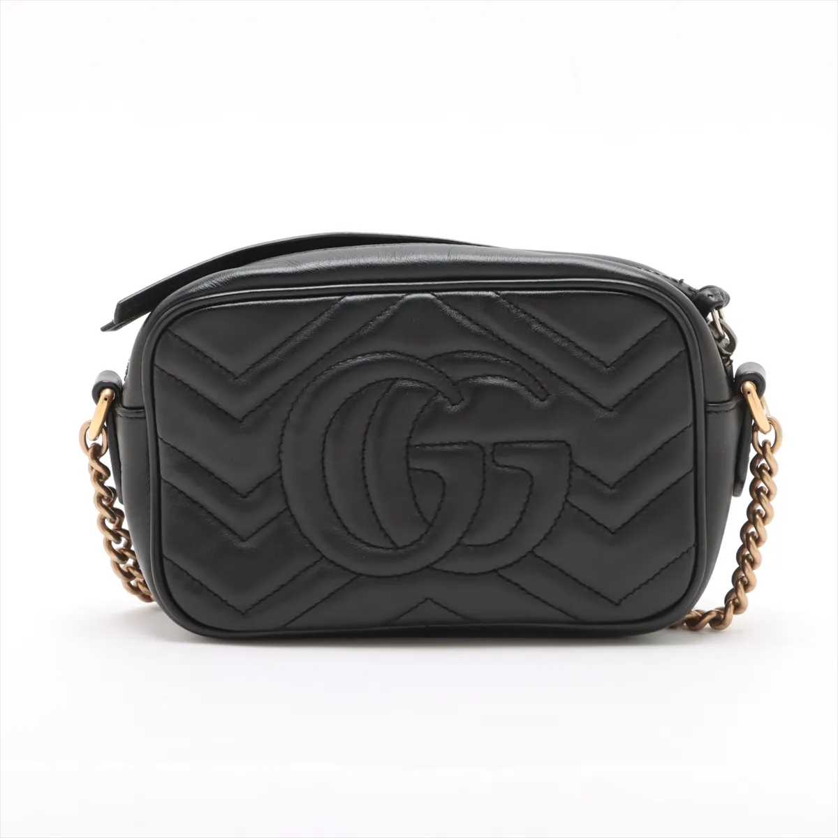 GG Marmont Leather Chain Shoulder Bag Black 448065 — view 2