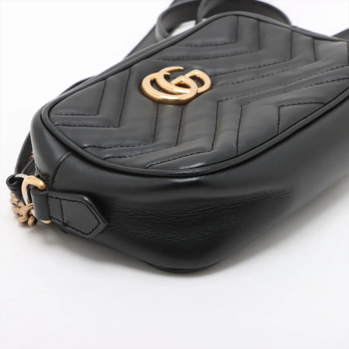 GG Marmont Leather Chain Shoulder Bag Black 448065 — view 4